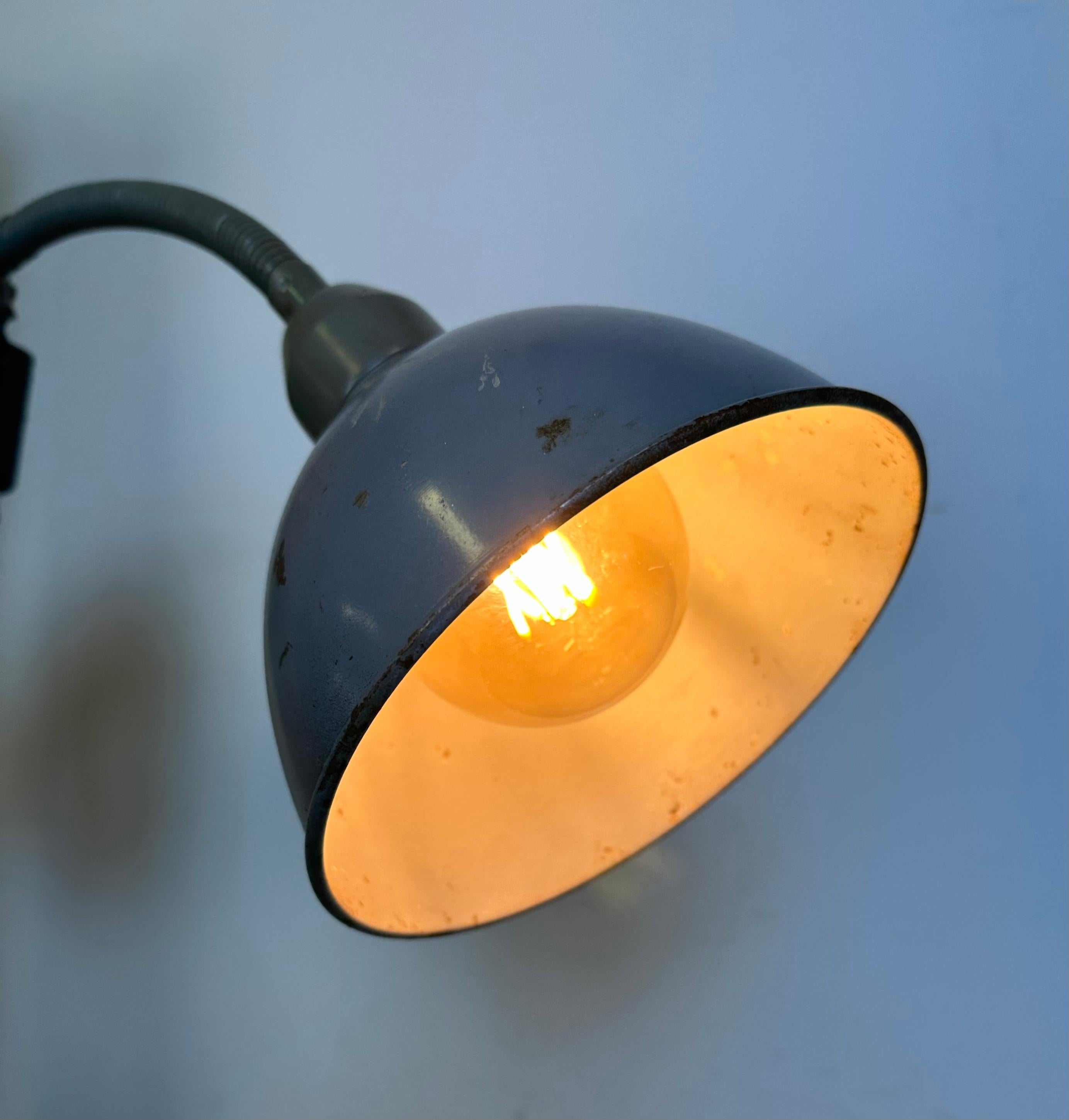 Grey Industrial Scissor Wall Lamp from Elektroinstala, 1960s For Sale 9