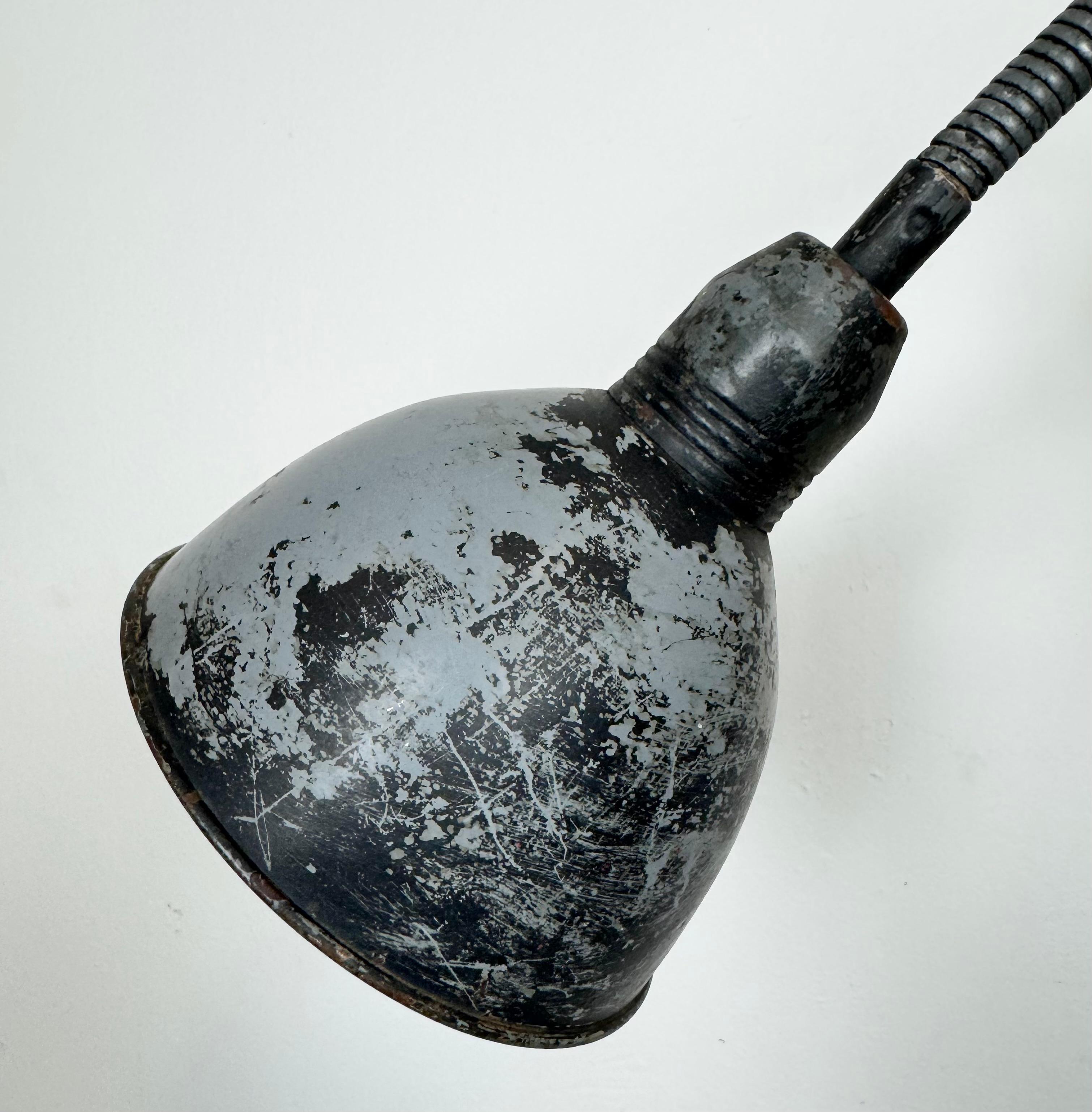 Czech Grey Industrial Scissor Wall Lamp from Elektroinstala, 1960s For Sale