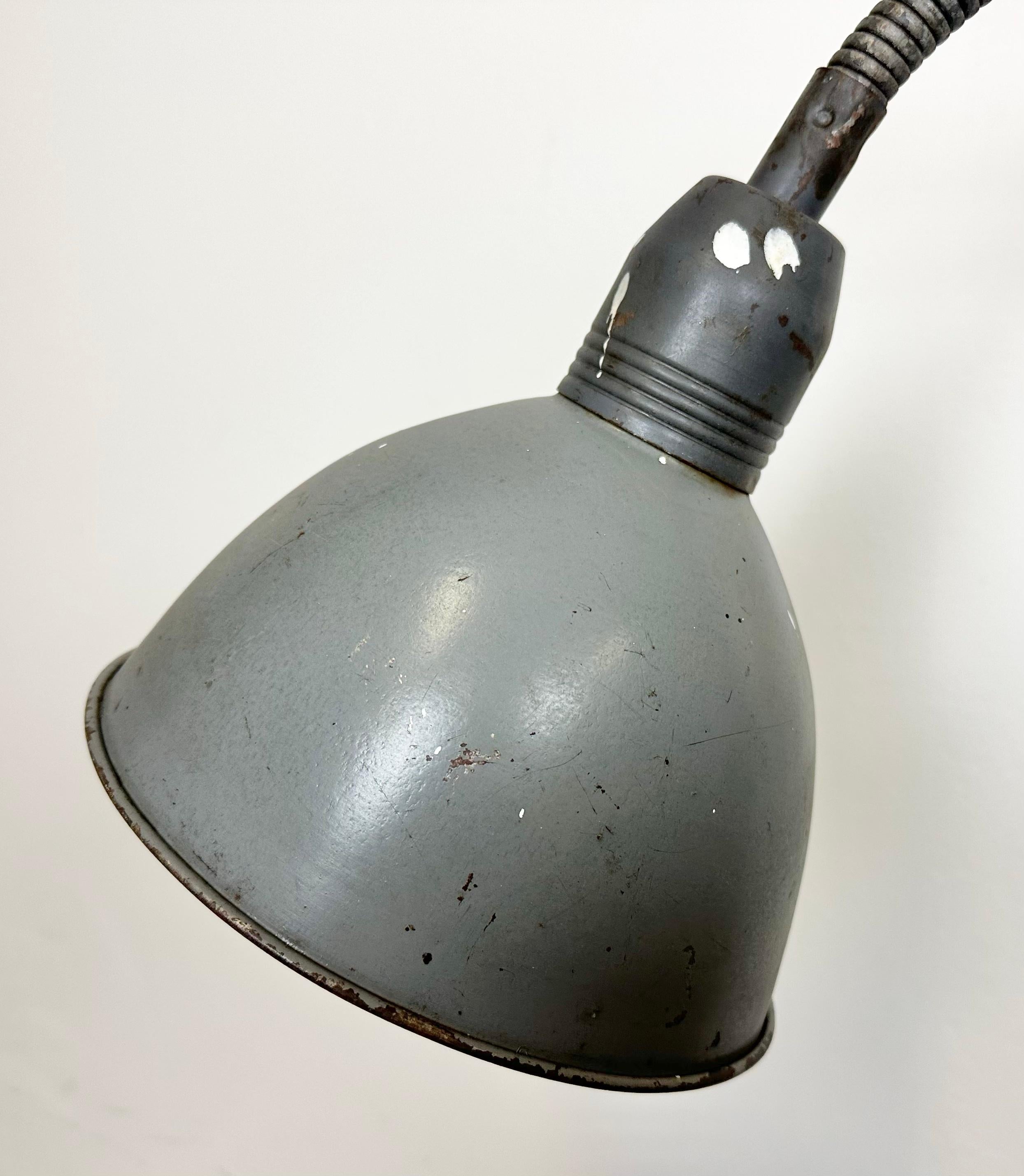 Lacquered Grey Industrial Scissor Wall Lamp from Elektroinstala, 1960s For Sale