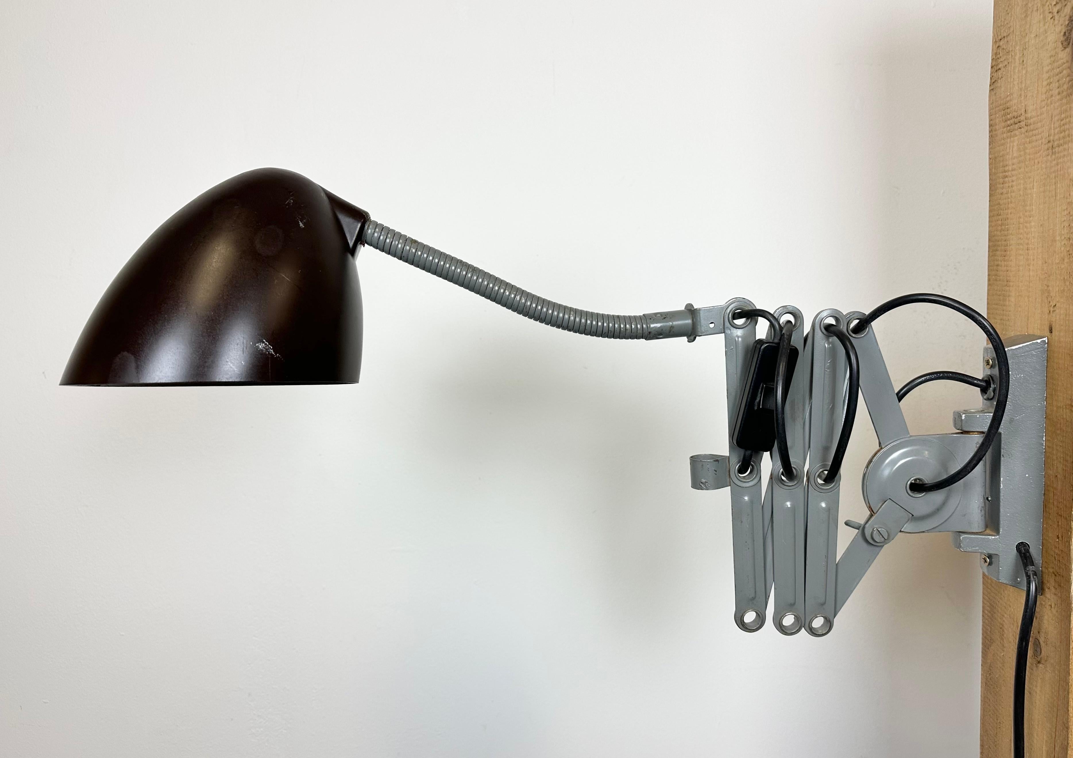 Iron Grey Industrial Scissor Wall Lamp from Elektroinstala, 1960s For Sale