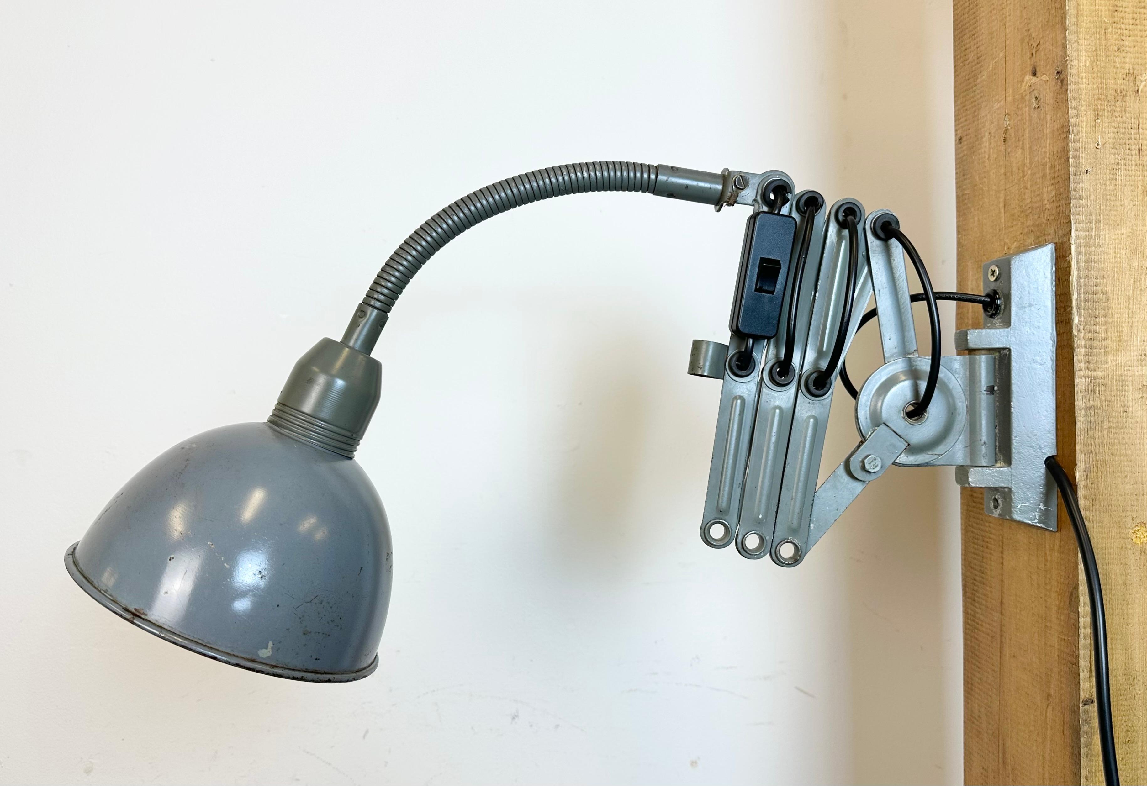 Iron Grey Industrial Scissor Wall Lamp from Elektroinstala, 1960s For Sale