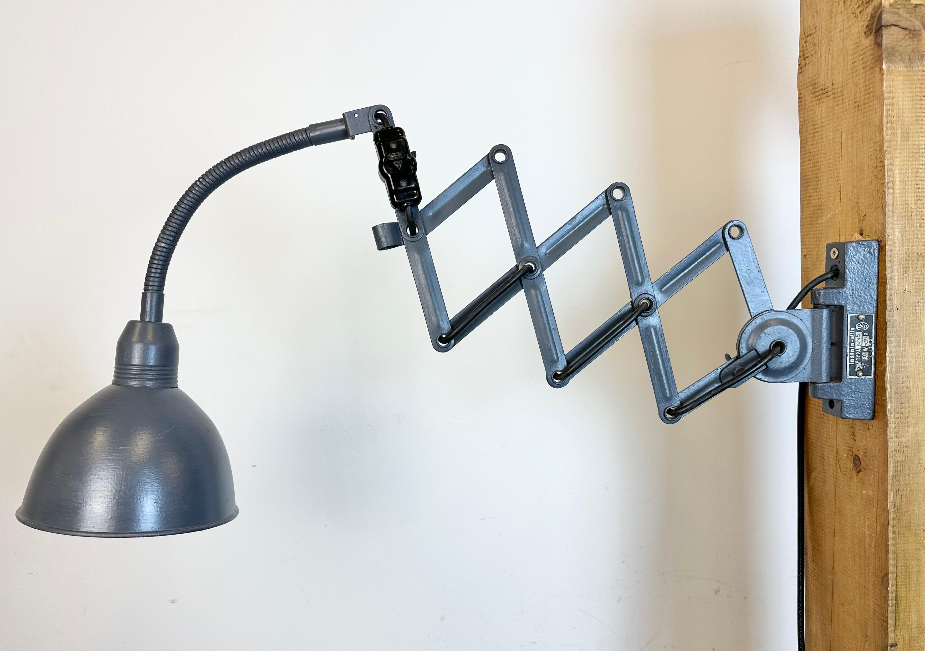Iron Grey Industrial Scissor Wall Lamp from Elektroinstala, 1960s