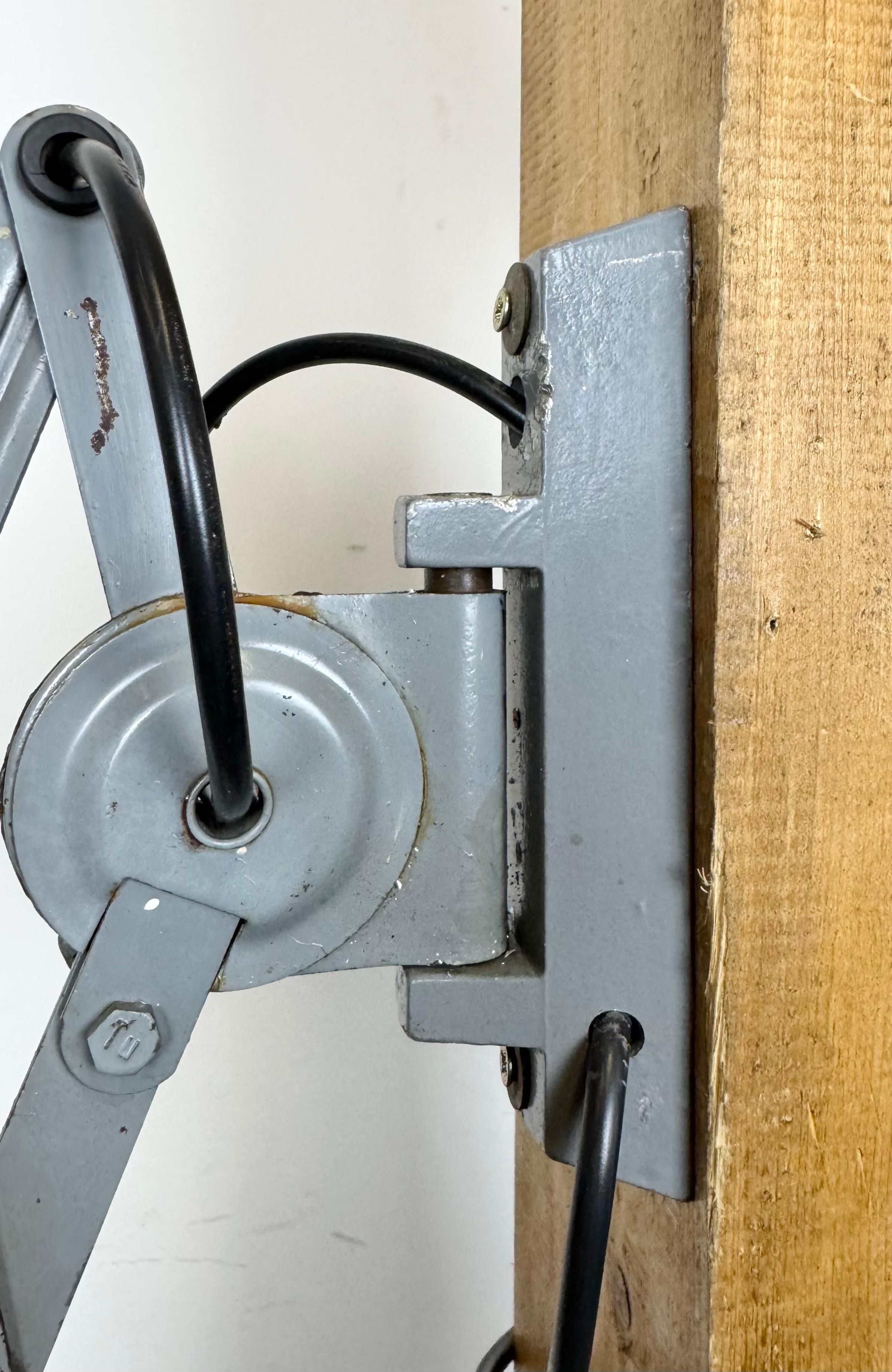 Iron Grey Industrial Scissor Wall Lamp from Elektroinstala, 1960s For Sale