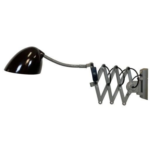 Grey Industrial Scissor Wall Lamp from Elektroinstala, 1960s at 1stDibs