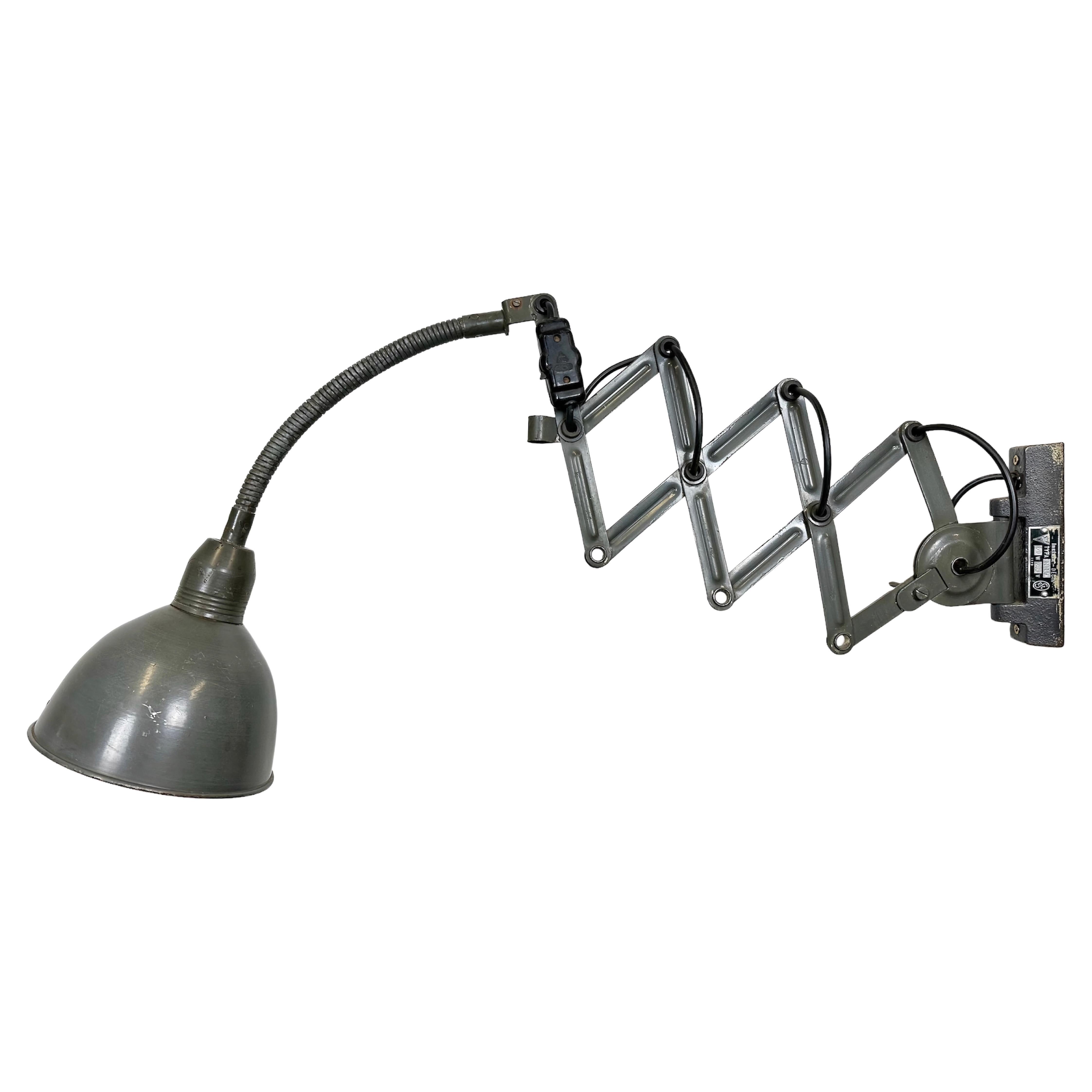 Grey Industrial Scissor Wall Lamp from Elektroinstala, 1960s For Sale