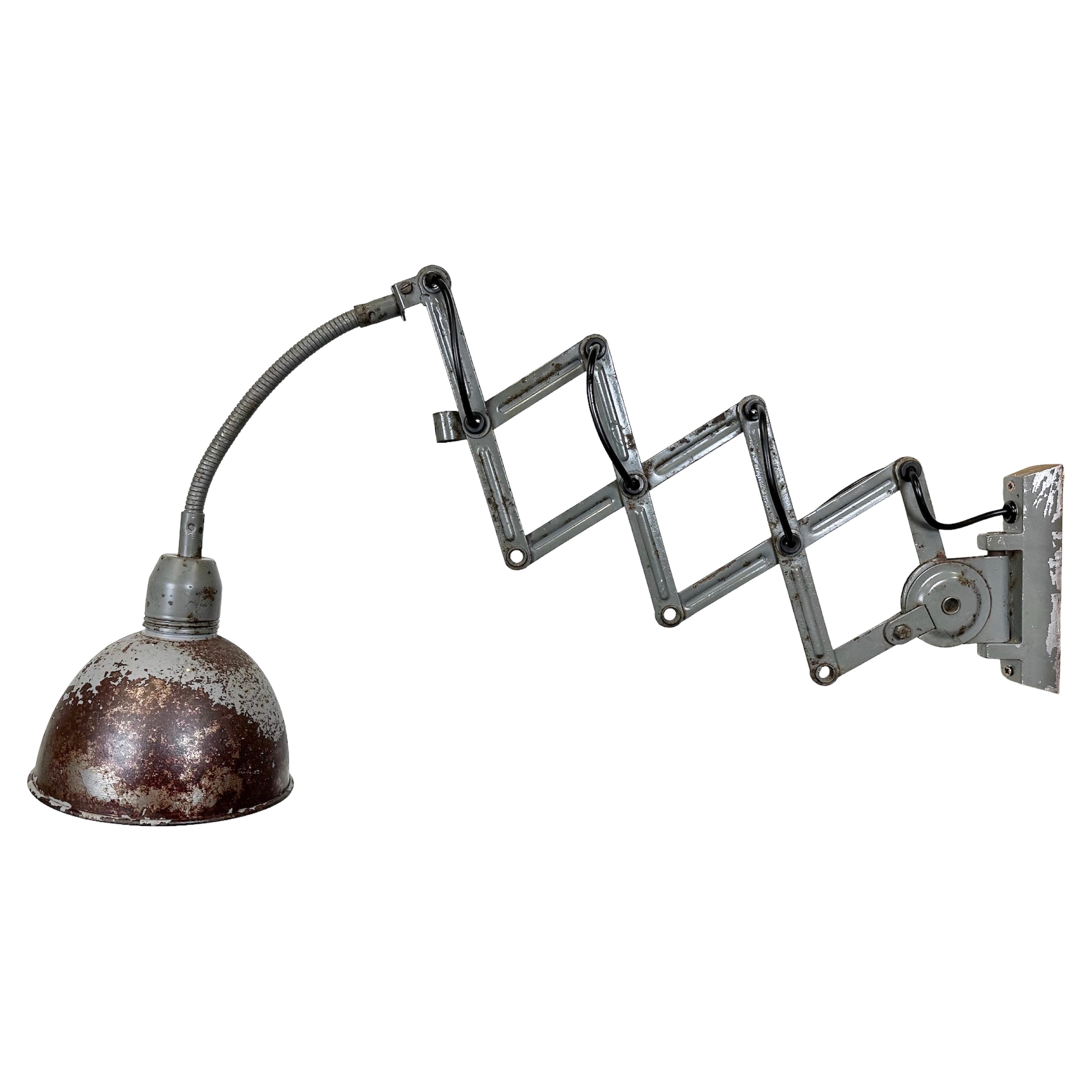 Vintage Industrial Green Scissor Wall Lamp, 1960s at 1stDibs