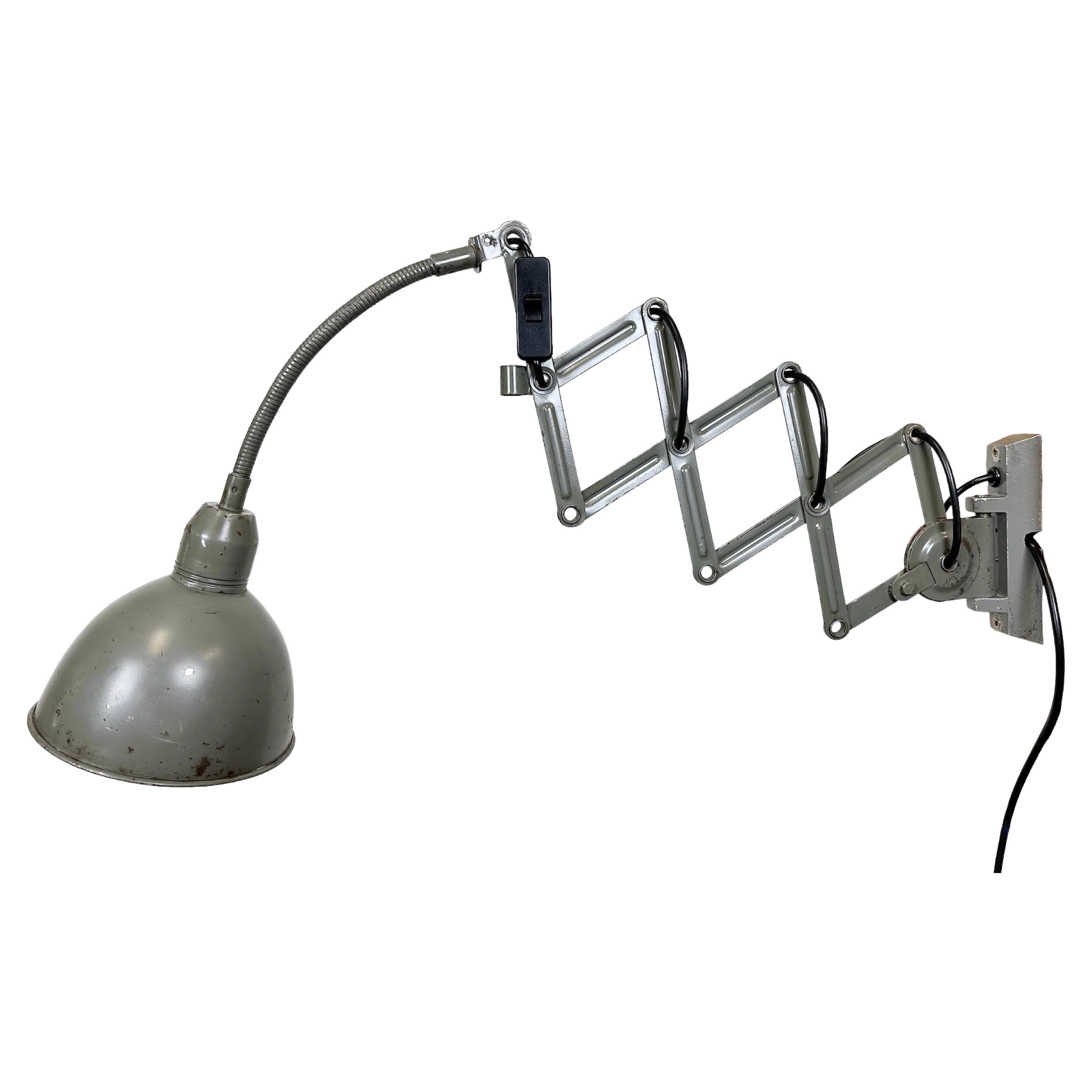 Grey Industrial Scissor Wall Lamp from Elektroinstala, 1960s