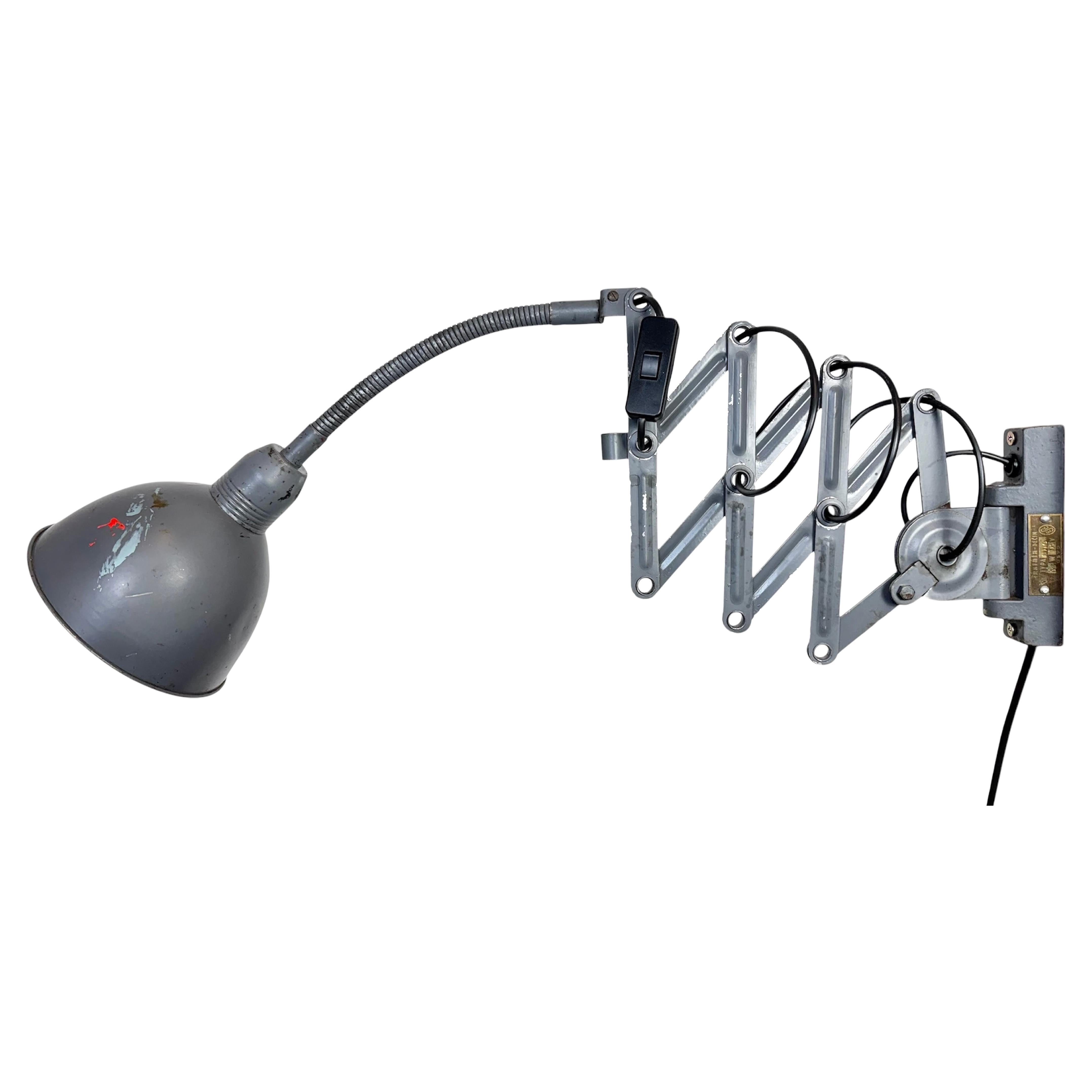 Grey Industrial Scissor Wall Lamp from Elektroinstala, 1960s