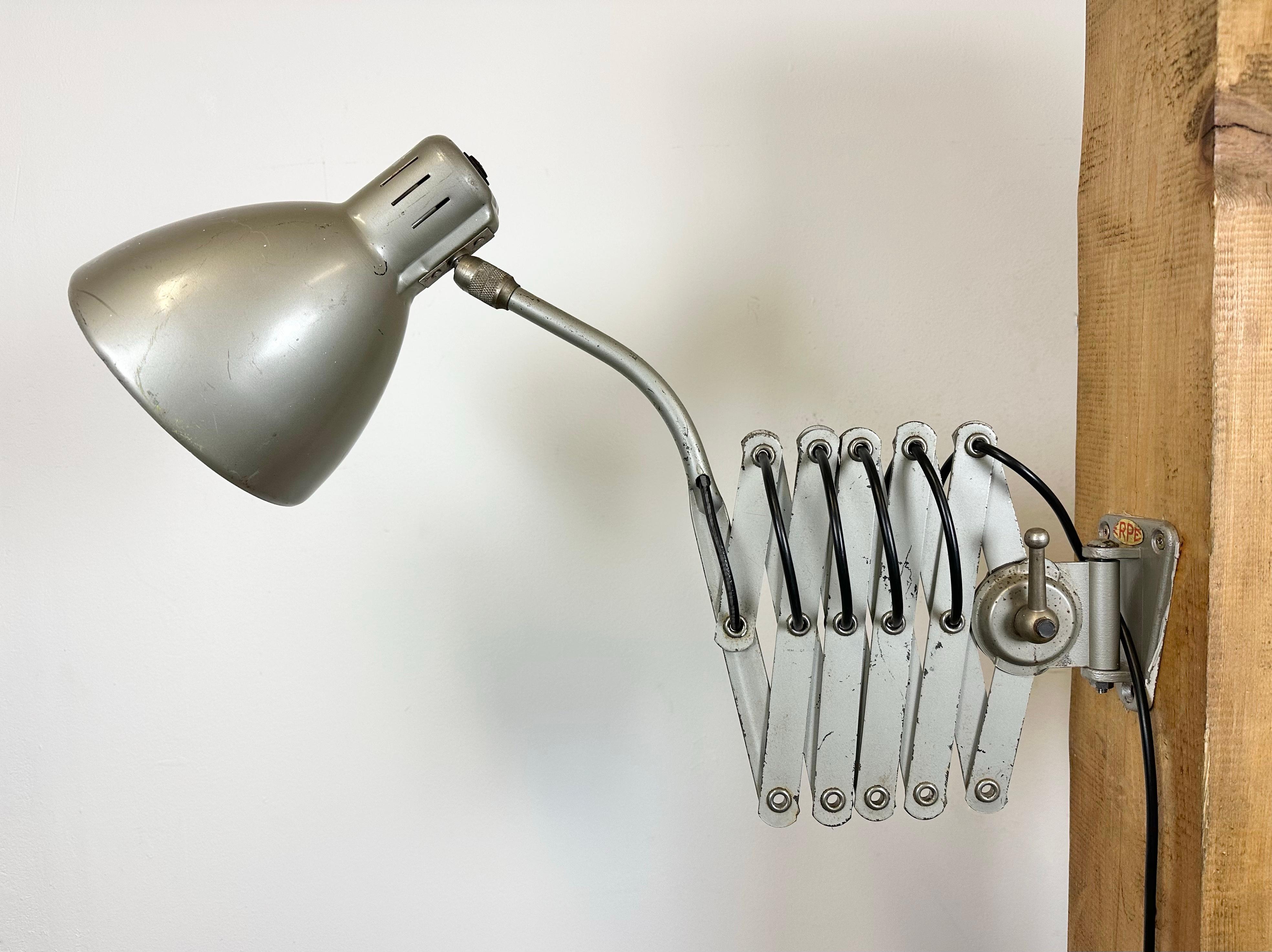 Grey Industrial Scissor Wall Lamp from Erpe, 1960s 2