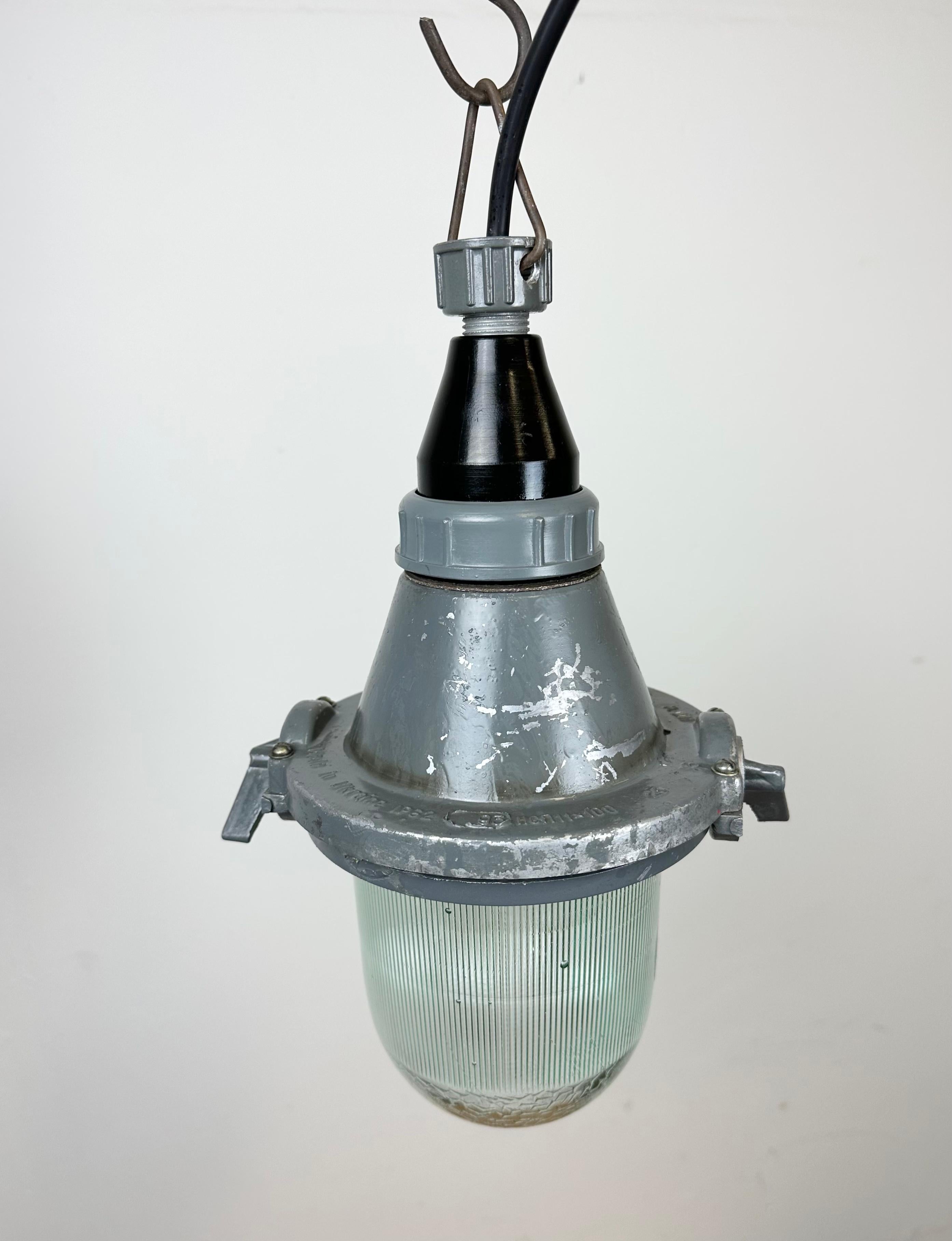 Grey Industrial Soviet Pendant Light, 1960s For Sale 5