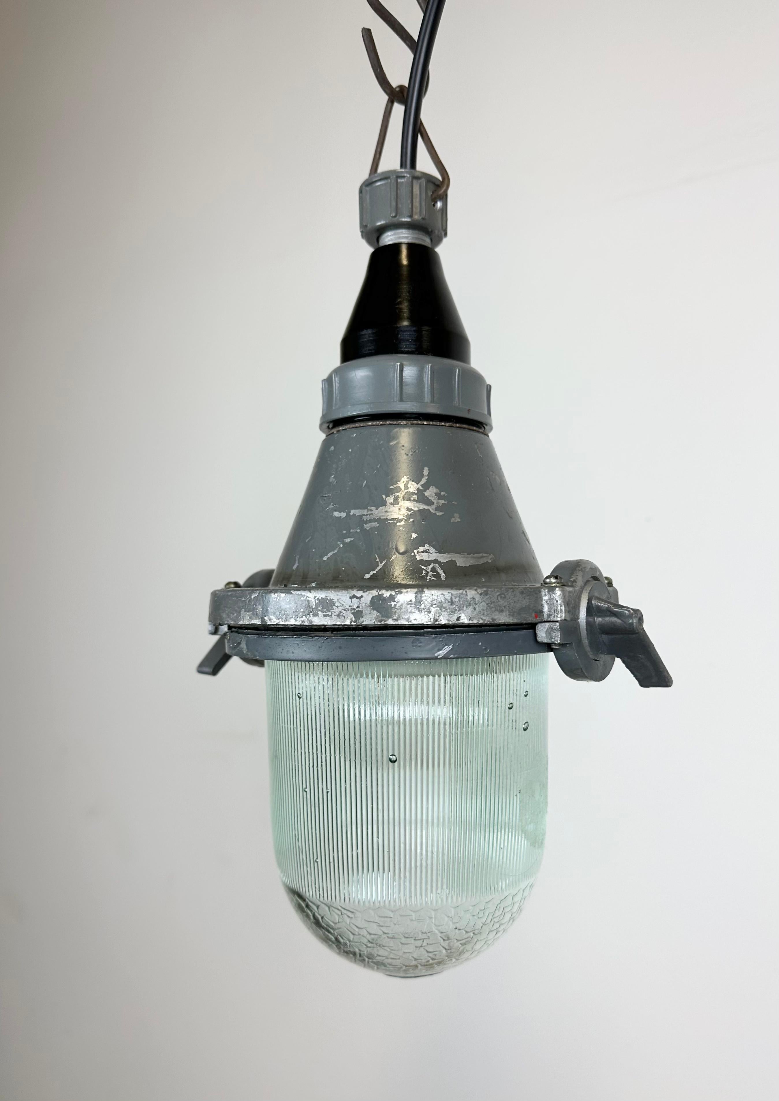 Aluminum Grey Industrial Soviet Pendant Light, 1960s For Sale