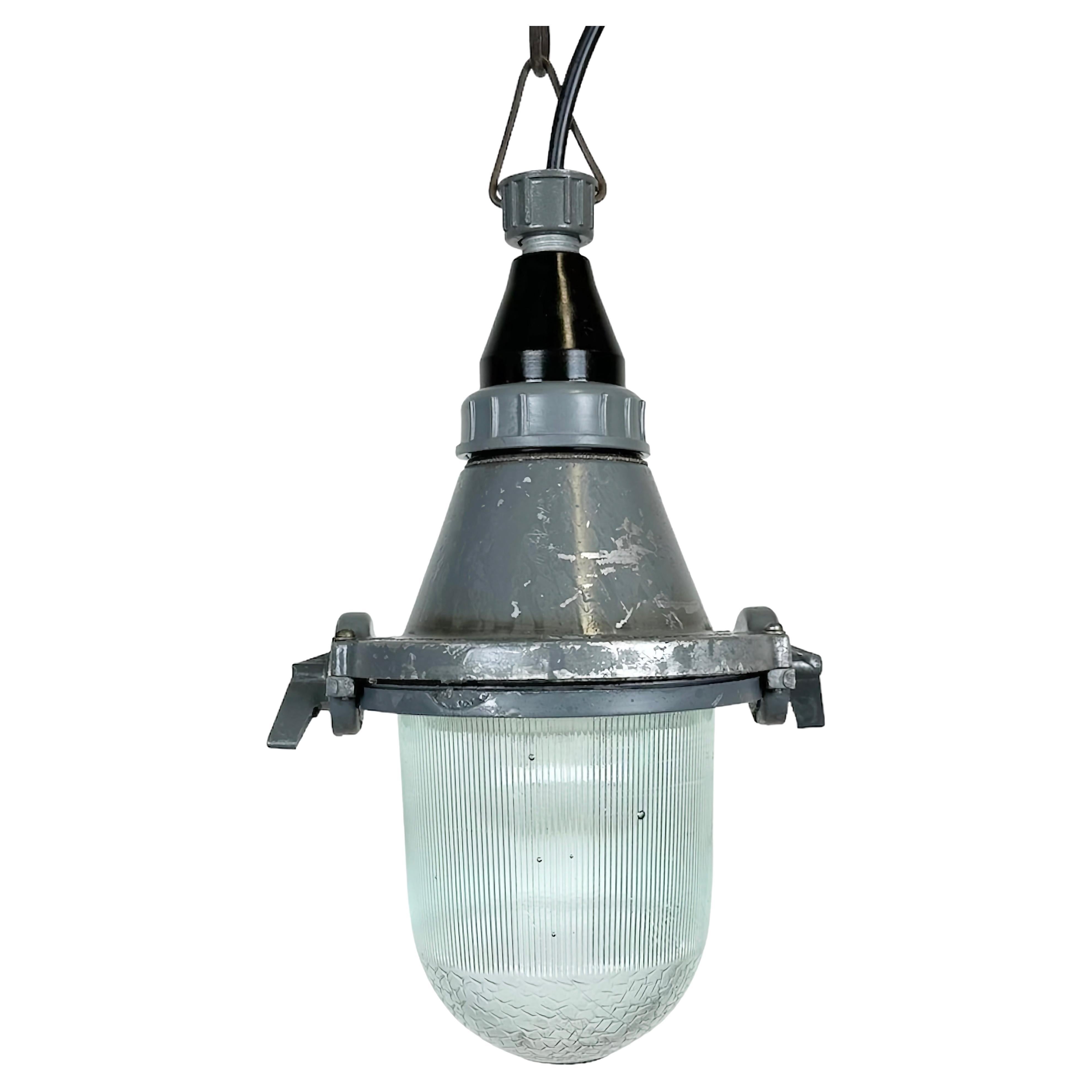 Grey Industrial Soviet Pendant Light, 1960s For Sale