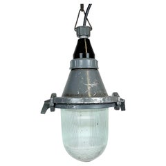 Lampe à suspension industrielle soviétique grise, années 1960