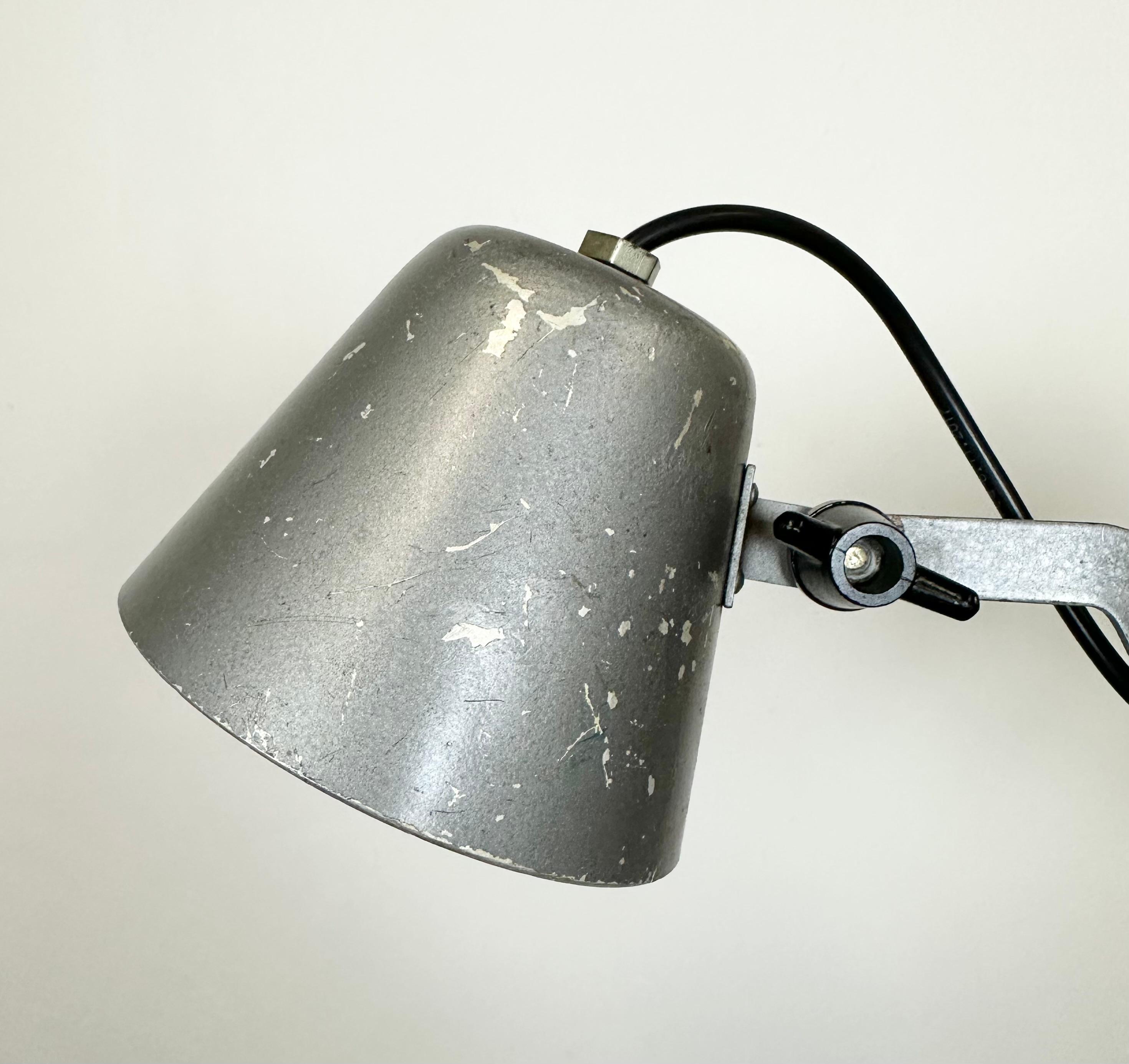 Grey Industrial Soviet Scissor Wall Lamp, 1960s In Good Condition For Sale In Kojetice, CZ