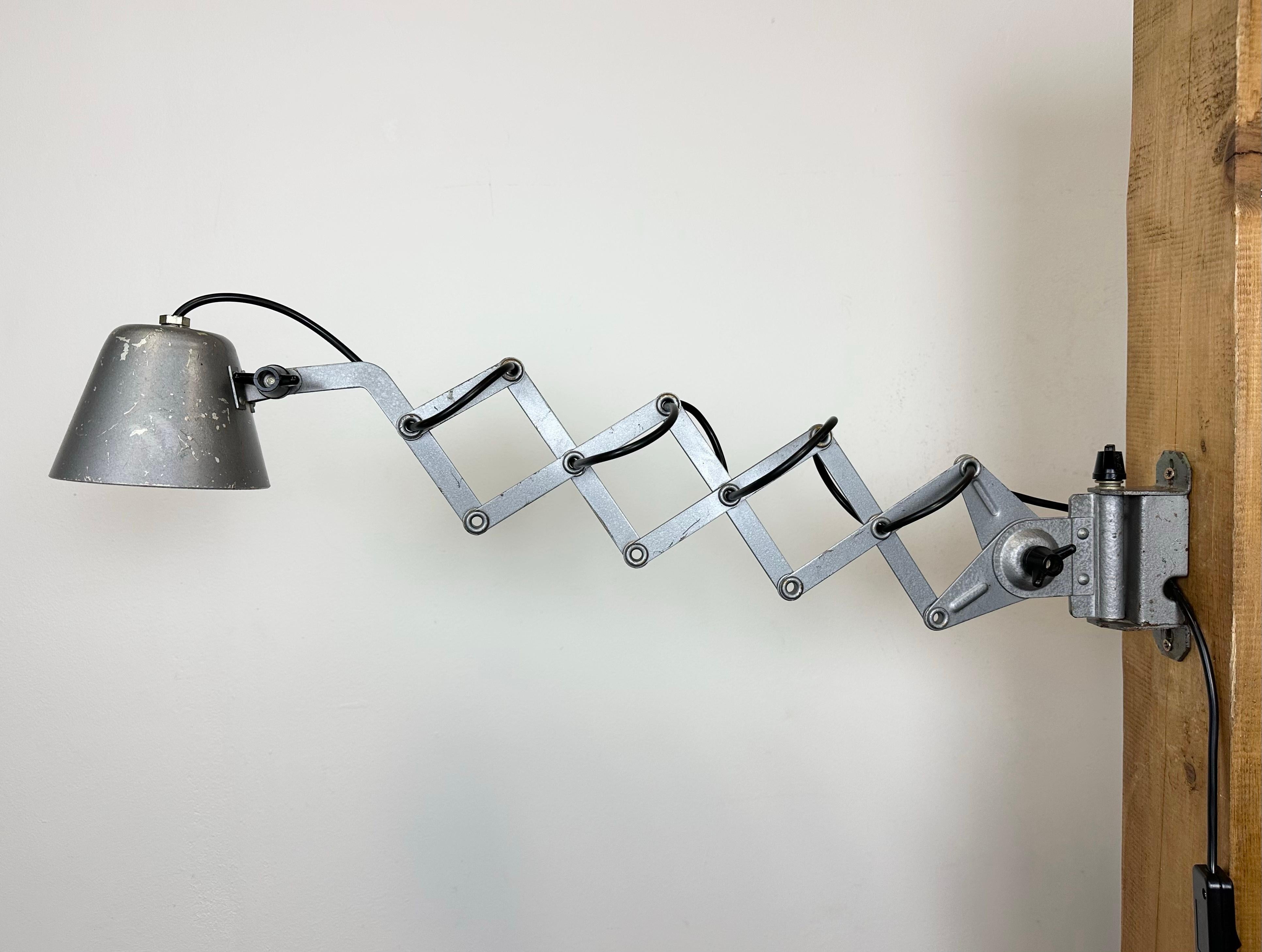 Grey Industrial Soviet Scissor Wall Lamp, 1960s For Sale 2