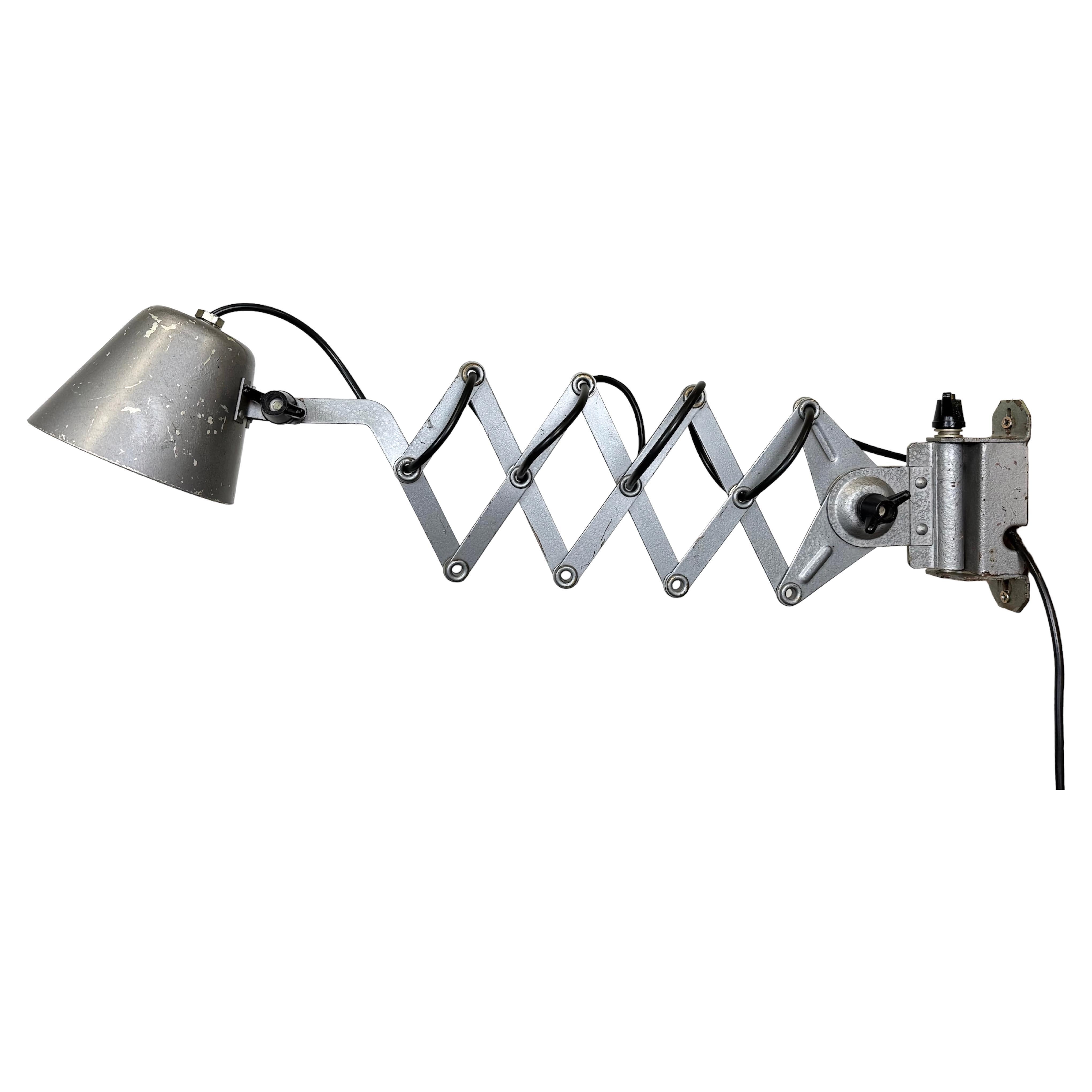 Grey Industrial Soviet Scissor Wall Lamp, 1960s For Sale