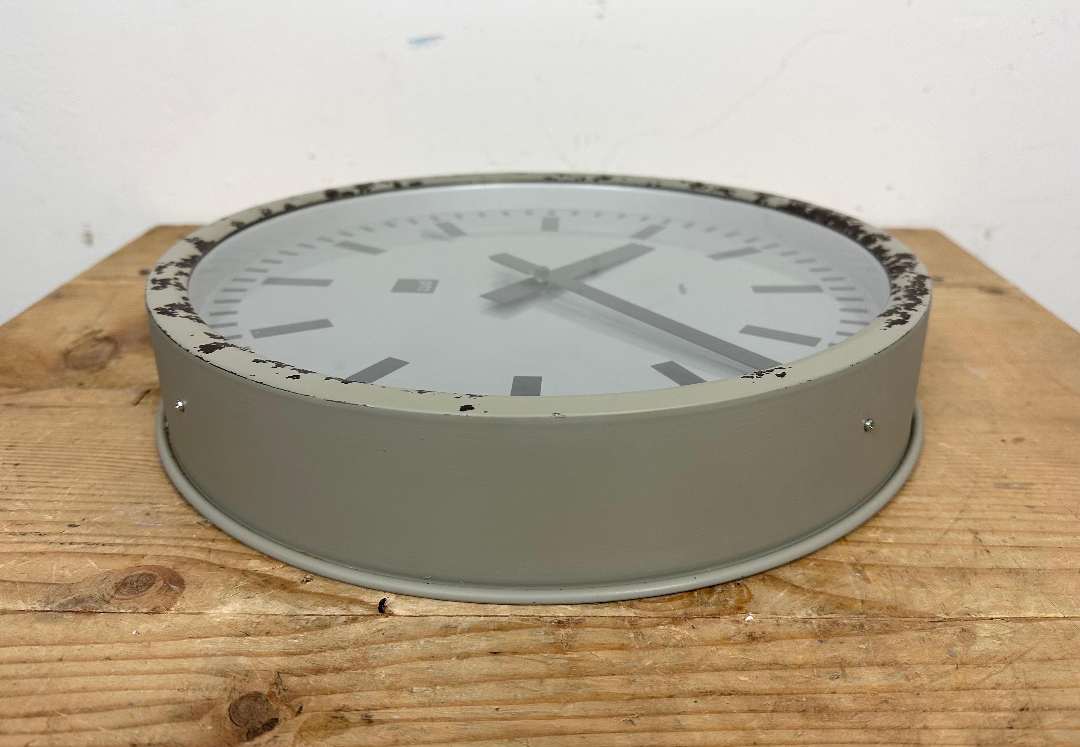 Grey Industrial Station Wall Clock from Nedklok, 1960 For Sale 2