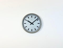Grey Industrial Station Wall Clock from Nedklok, 1960