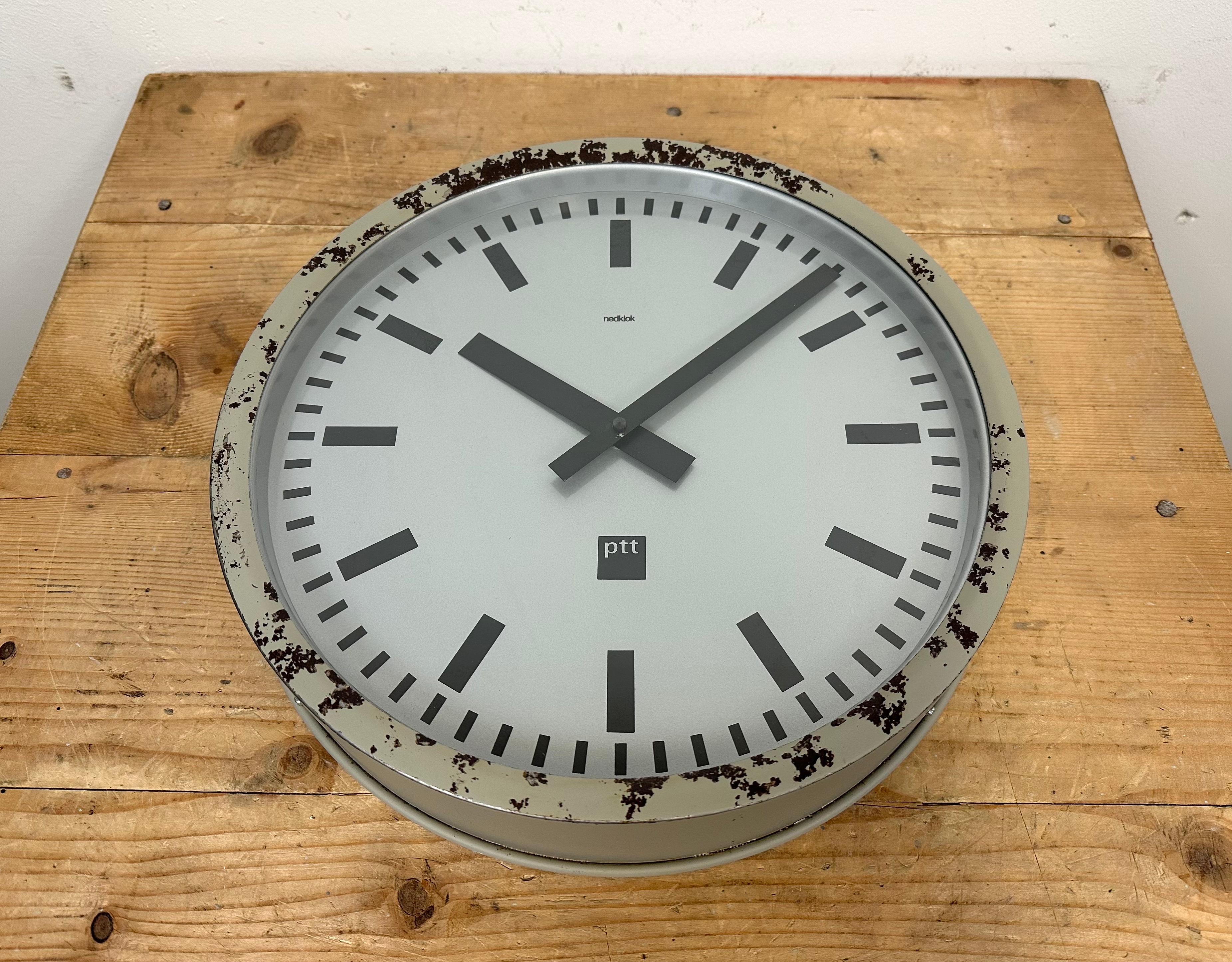 20th Century Grey Industrial Station Wall Clock from Nedklok, 1960 For Sale