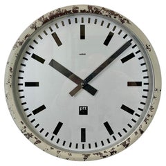 Vintage Grey Industrial Station Wall Clock from Nedklok, 1960