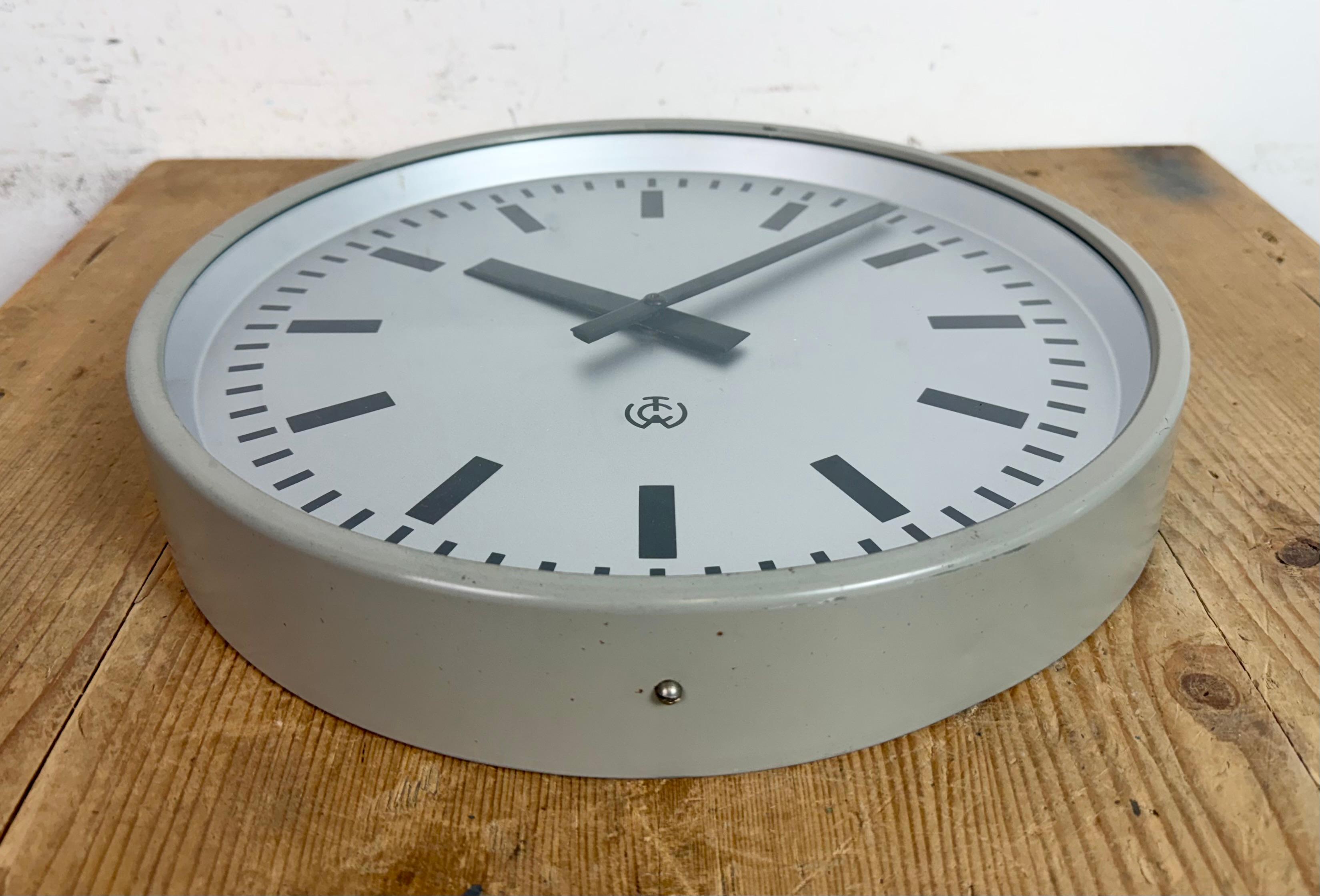 Grey Industrial Station Wall Clock from TCW , 1960 im Angebot 1