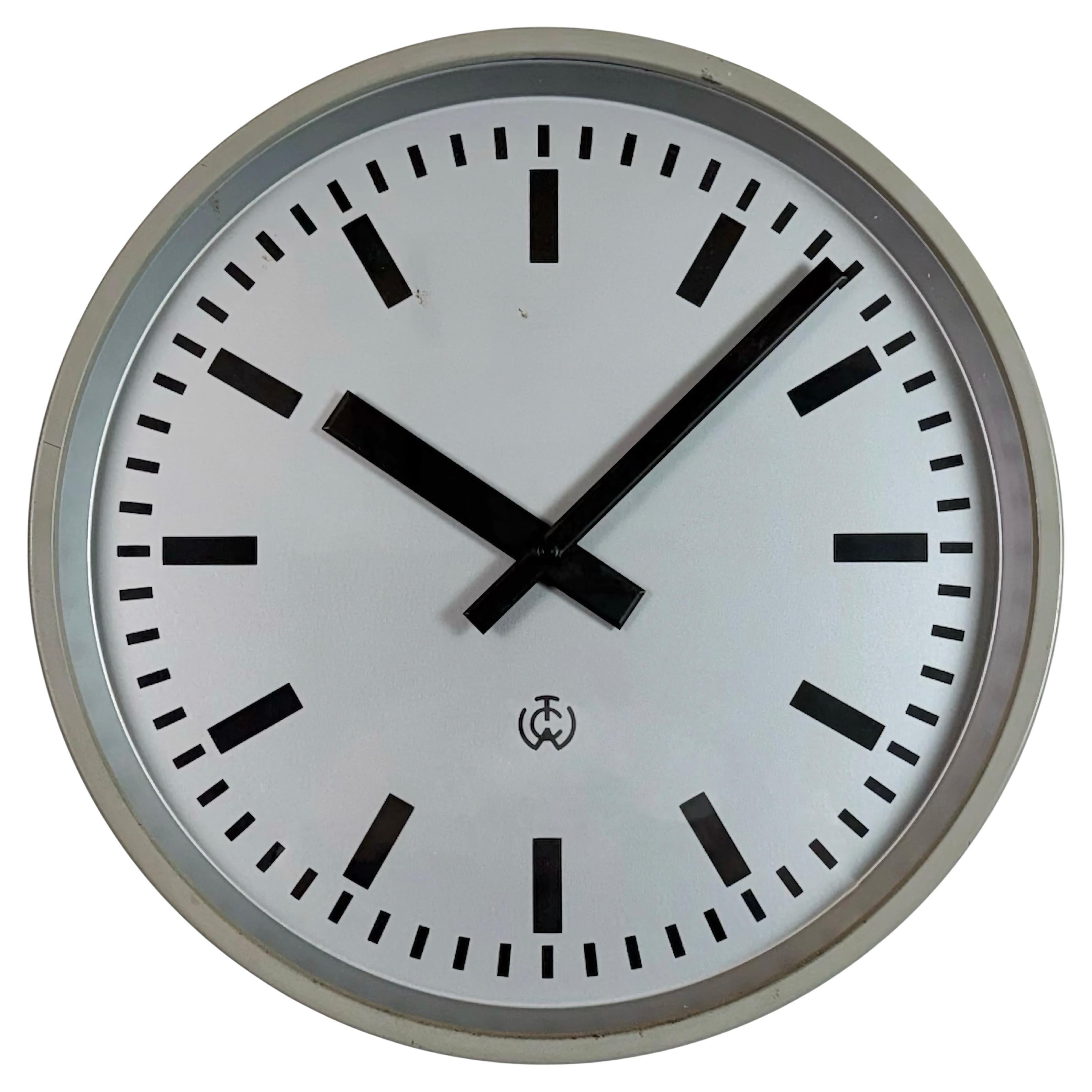 Grey Industrial Station Wall Clock from TCW , 1960