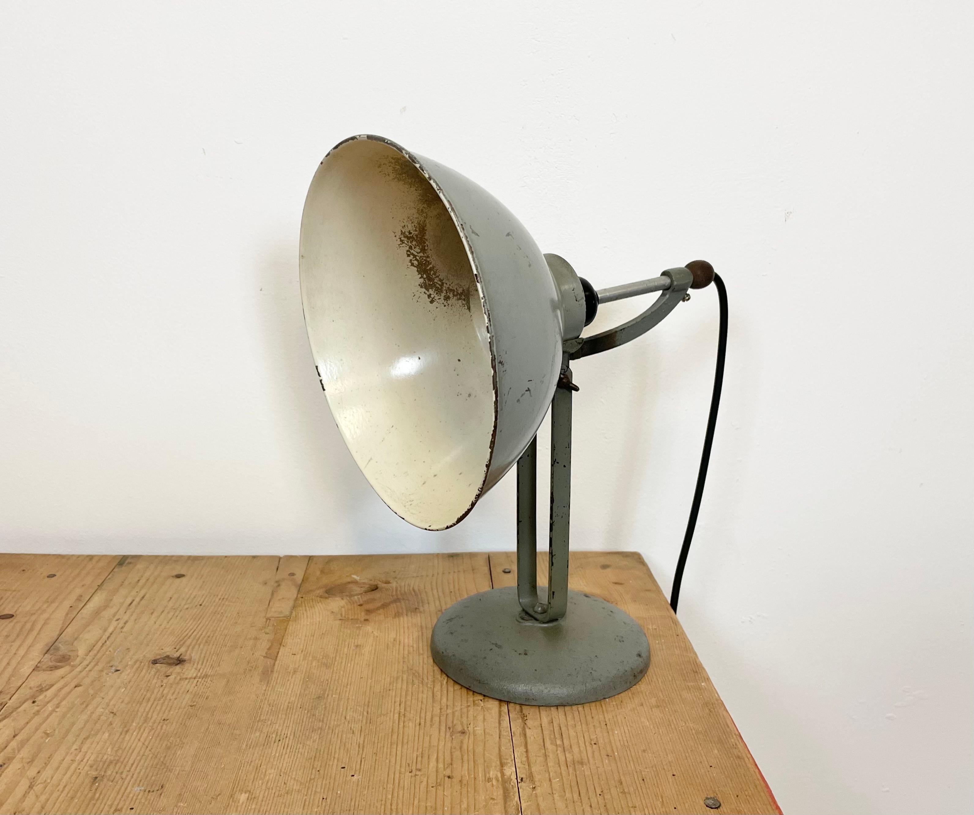 Czech Grey Industrial Table Lamp, 1970s For Sale