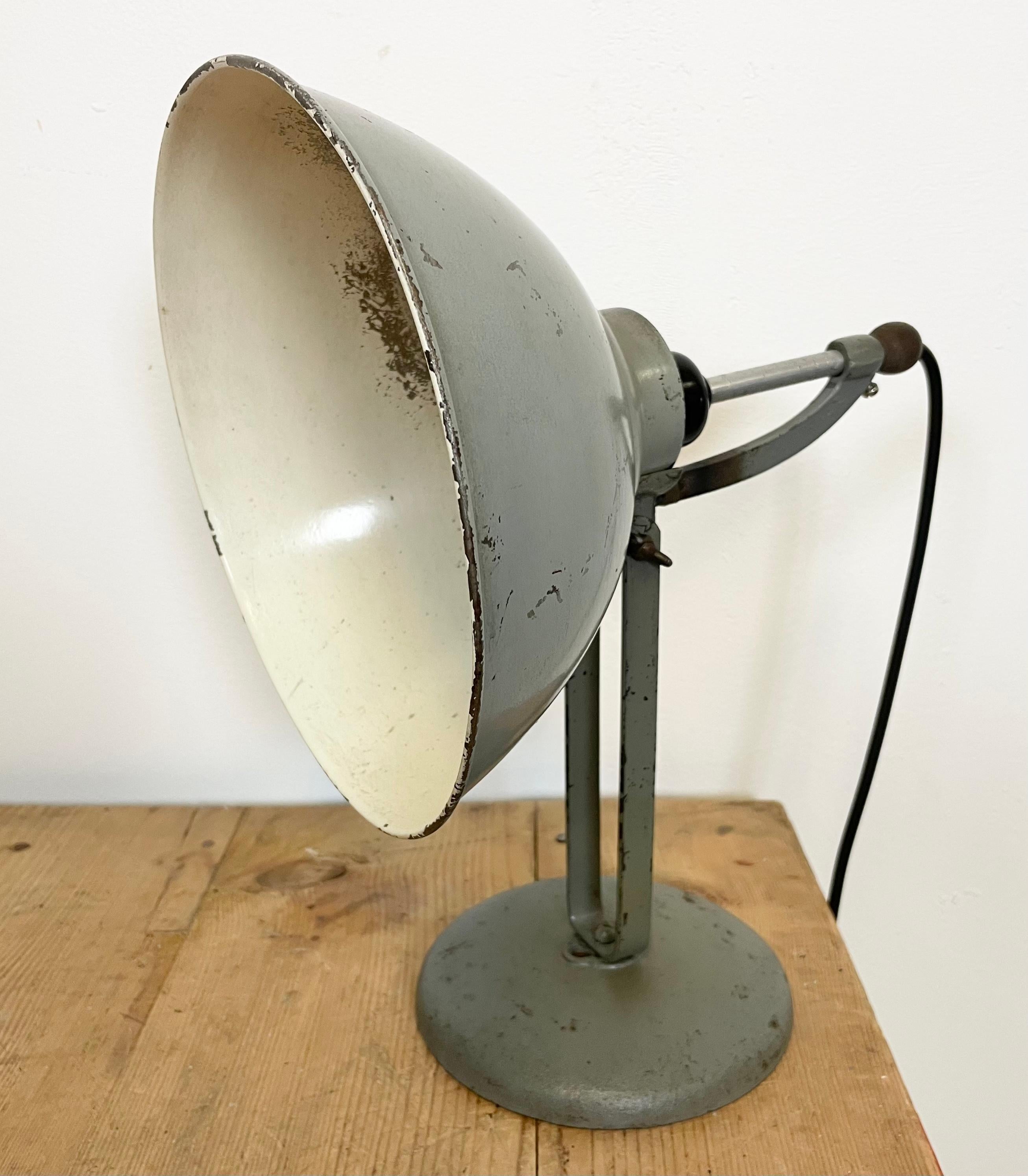 Lacquered Grey Industrial Table Lamp, 1970s For Sale