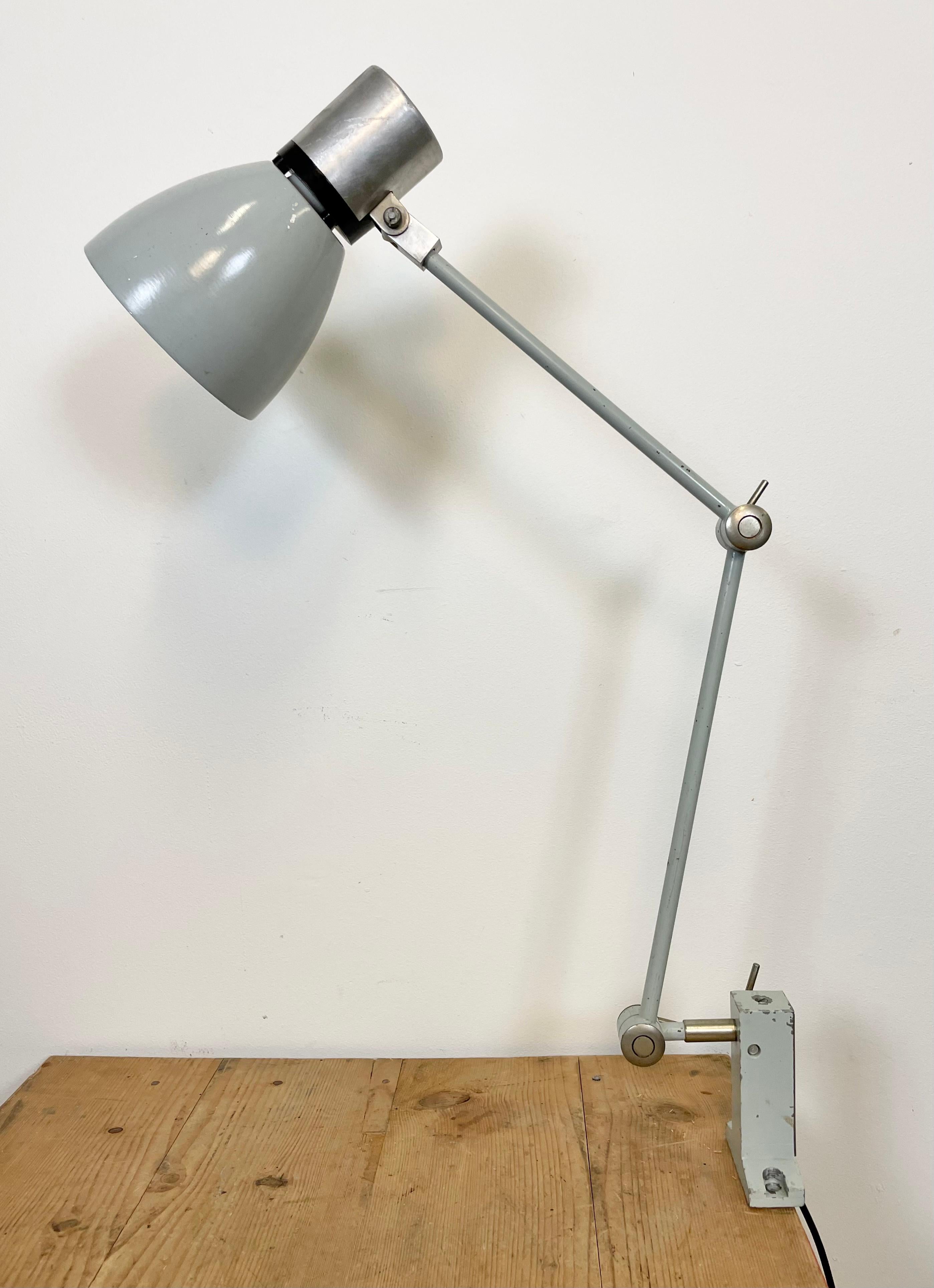 Czech Grey Industrial Table Lamp from Elektrosvit, 1970s