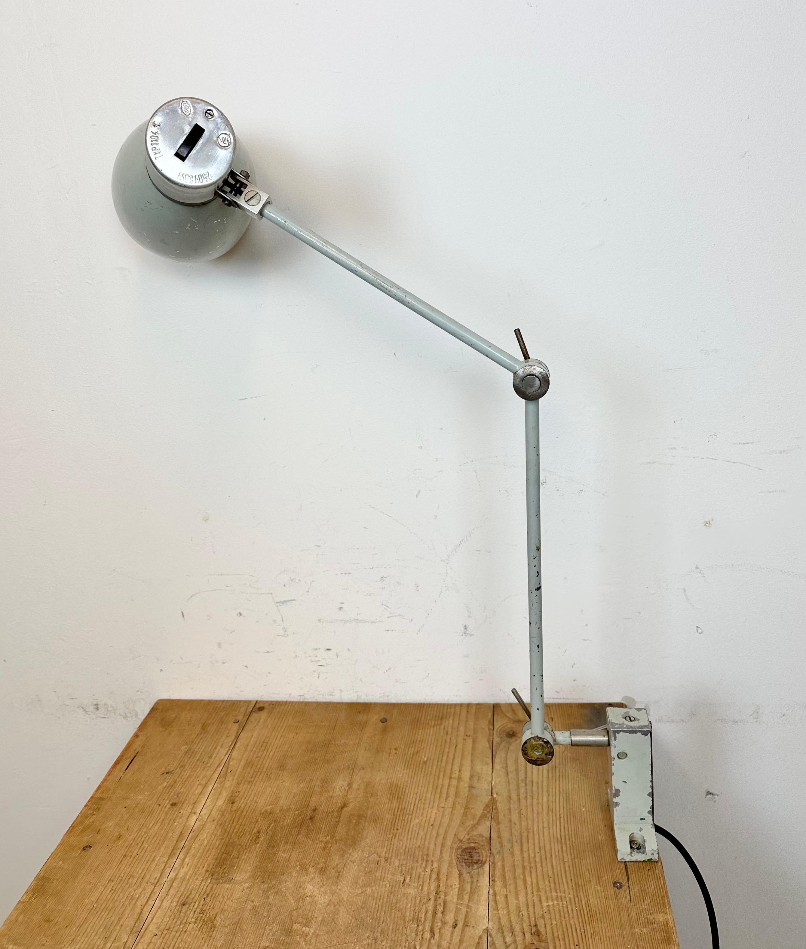 Aluminum Grey Industrial Table Lamp from Elektrosvit, 1970s For Sale