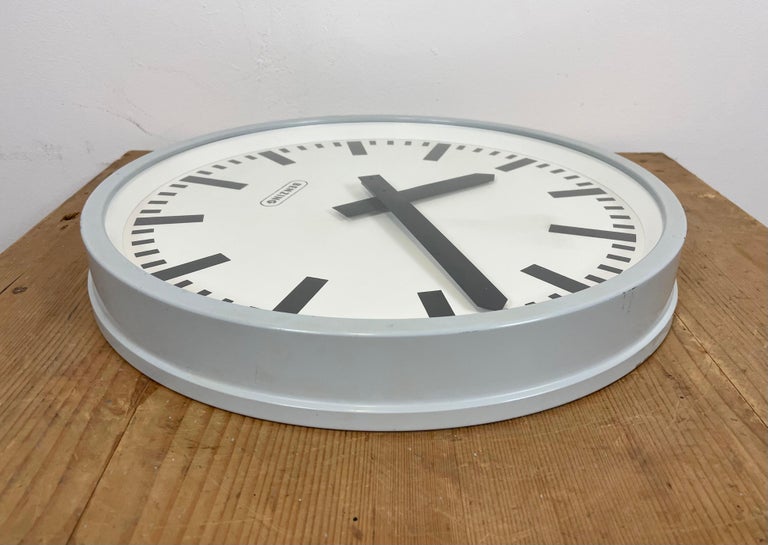 Grey Industrial Wall Clock from Benzing, 1960s at 1stDibs