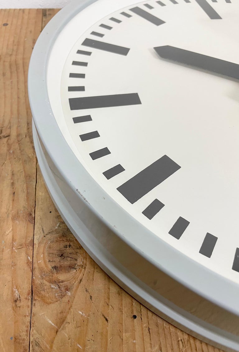 Grey Industrial Wall Clock from Benzing, 1960s at 1stDibs