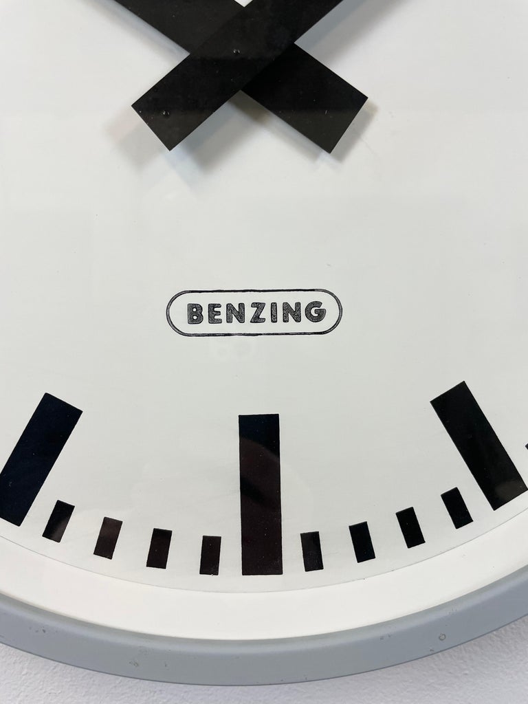 Grey Industrial Wall Clock from Benzing, 1960s at 1stDibs