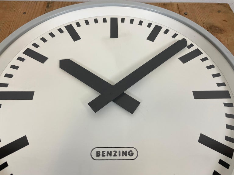 Grey Industrial Wall Clock from Benzing, 1960s at 1stDibs