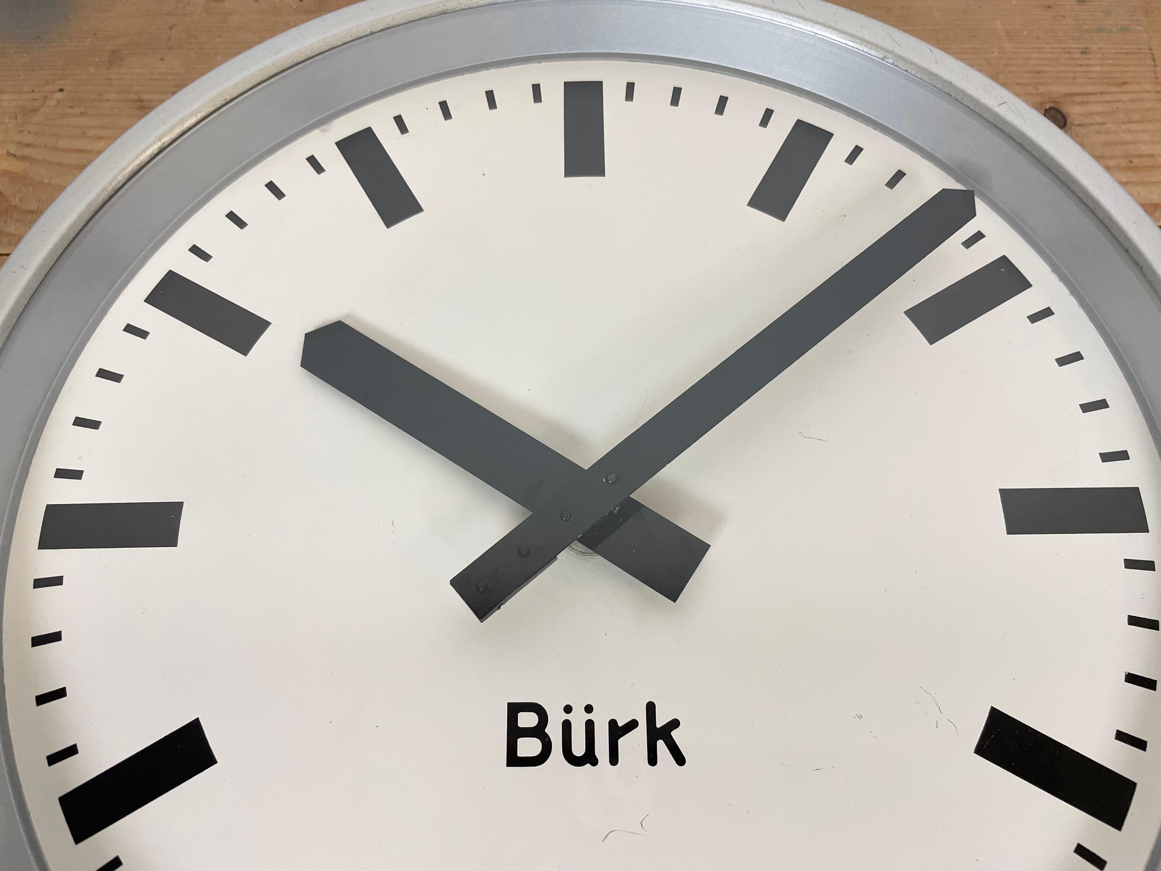 Grey Industrial Wall Clock from Burk, 1960s 3