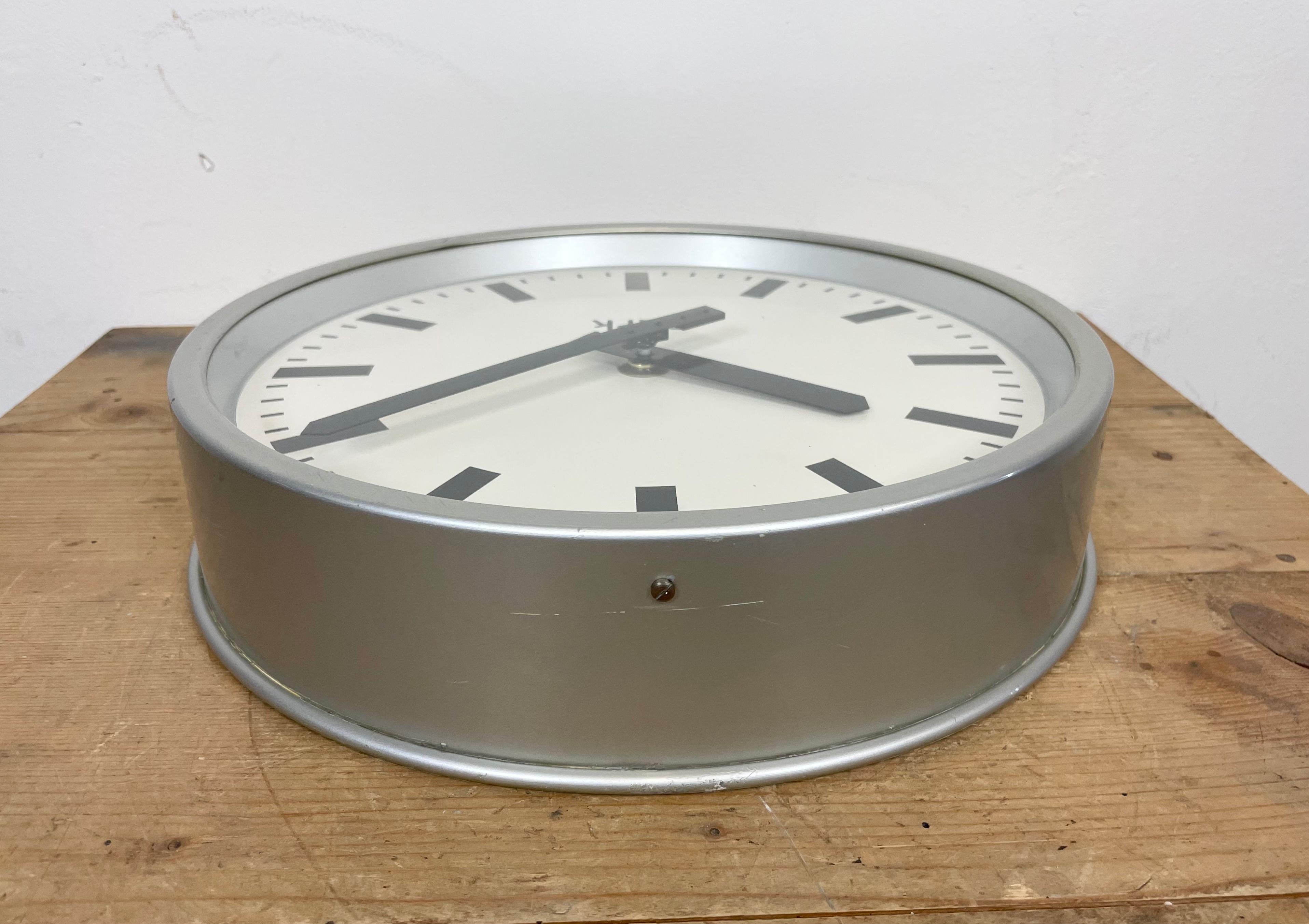 Grey Industrial Wall Clock from Burk, 1960s 4