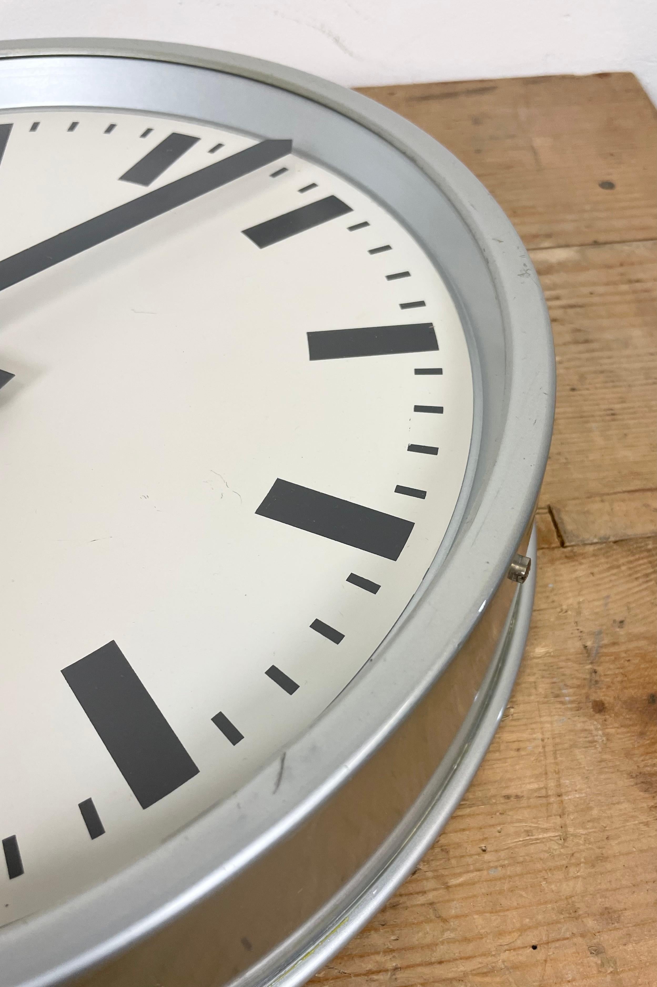Grey Industrial Wall Clock from Burk, 1960s 5