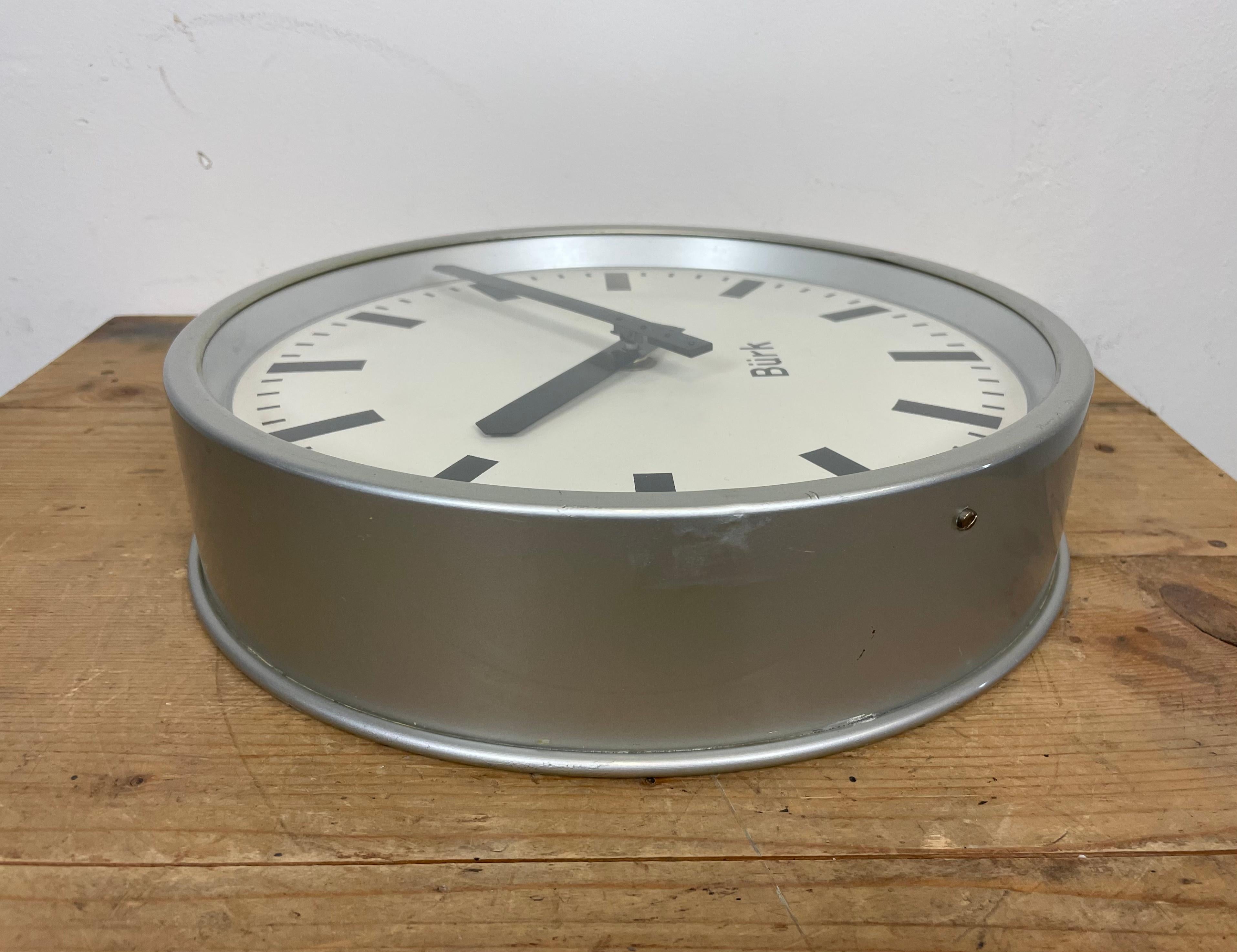 Grey Industrial Wall Clock from Burk, 1960s 7