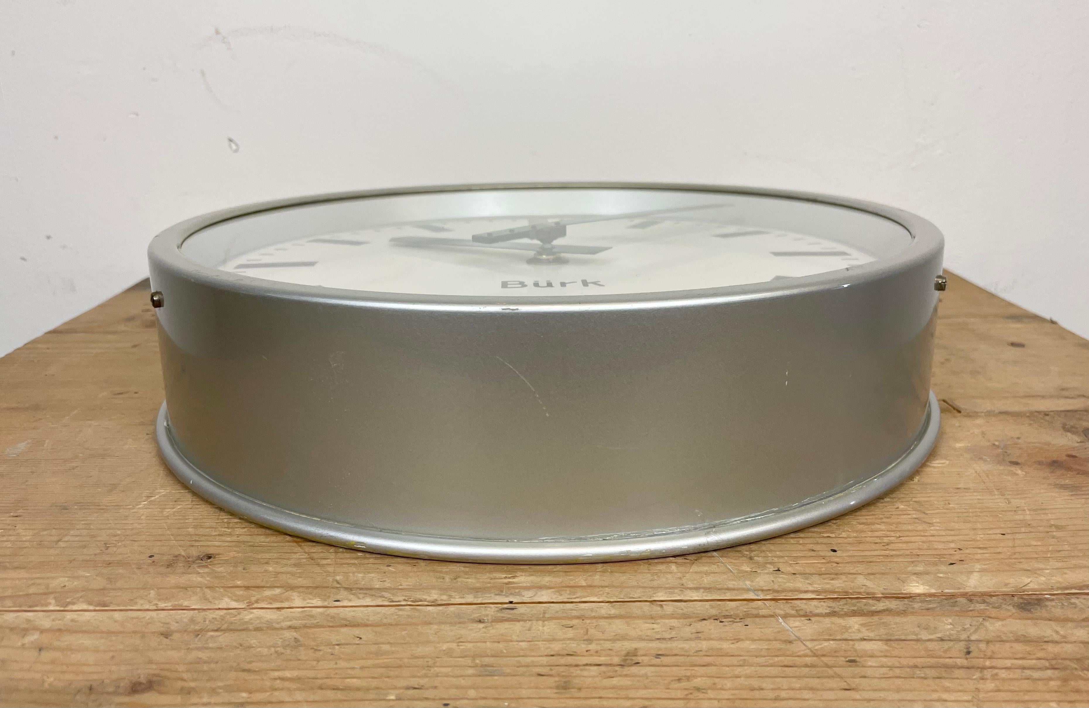 20th Century Grey Industrial Wall Clock from Burk, 1960s
