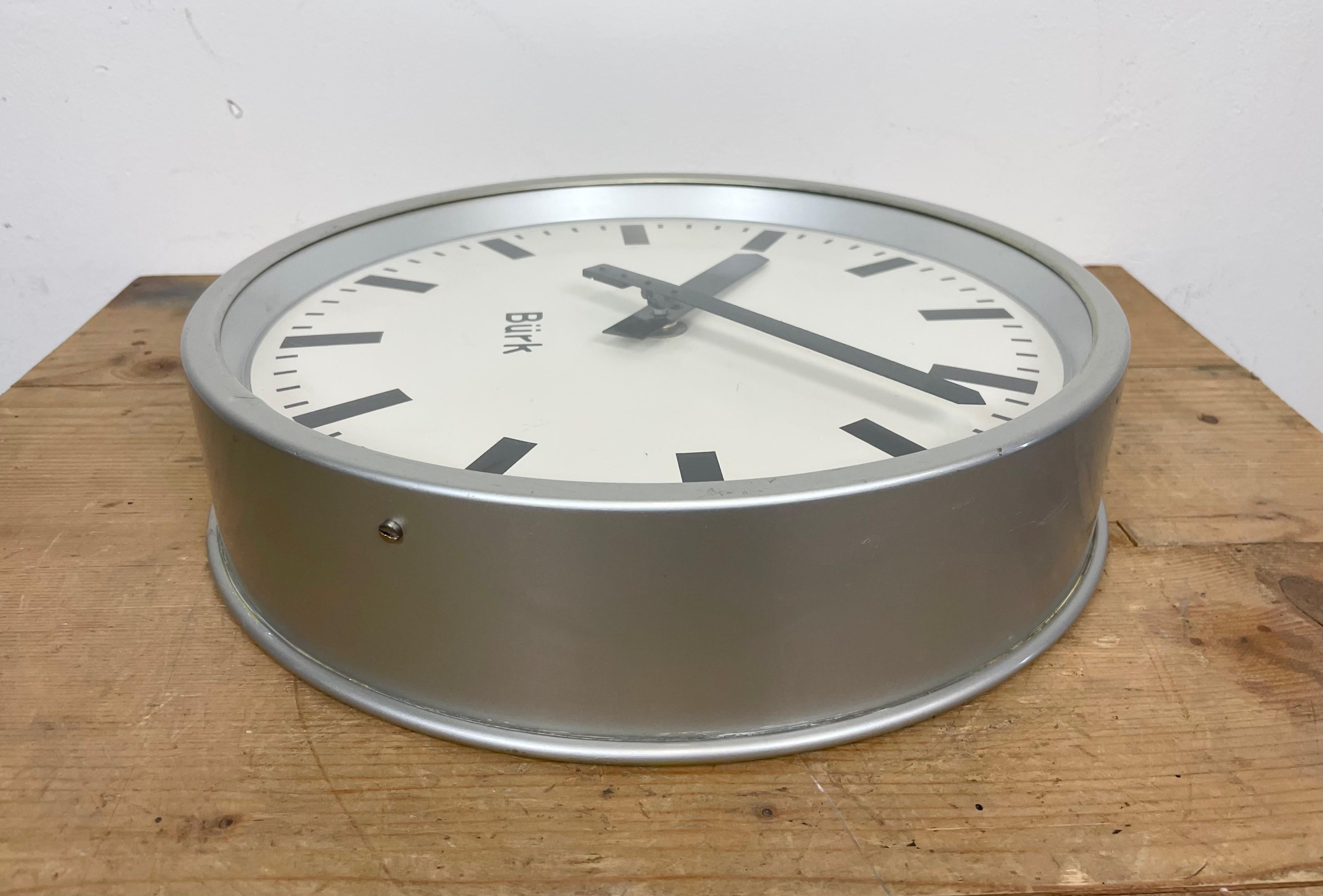 Grey Industrial Wall Clock from Burk, 1960s 1