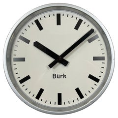 Grey Industrial Wall Clock from Burk, 1960s