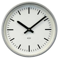 Vintage Grey Industrial Wall Clock from Burk, 1970s