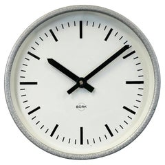 Grey Industrial Wall Clock from Burk, 1970s