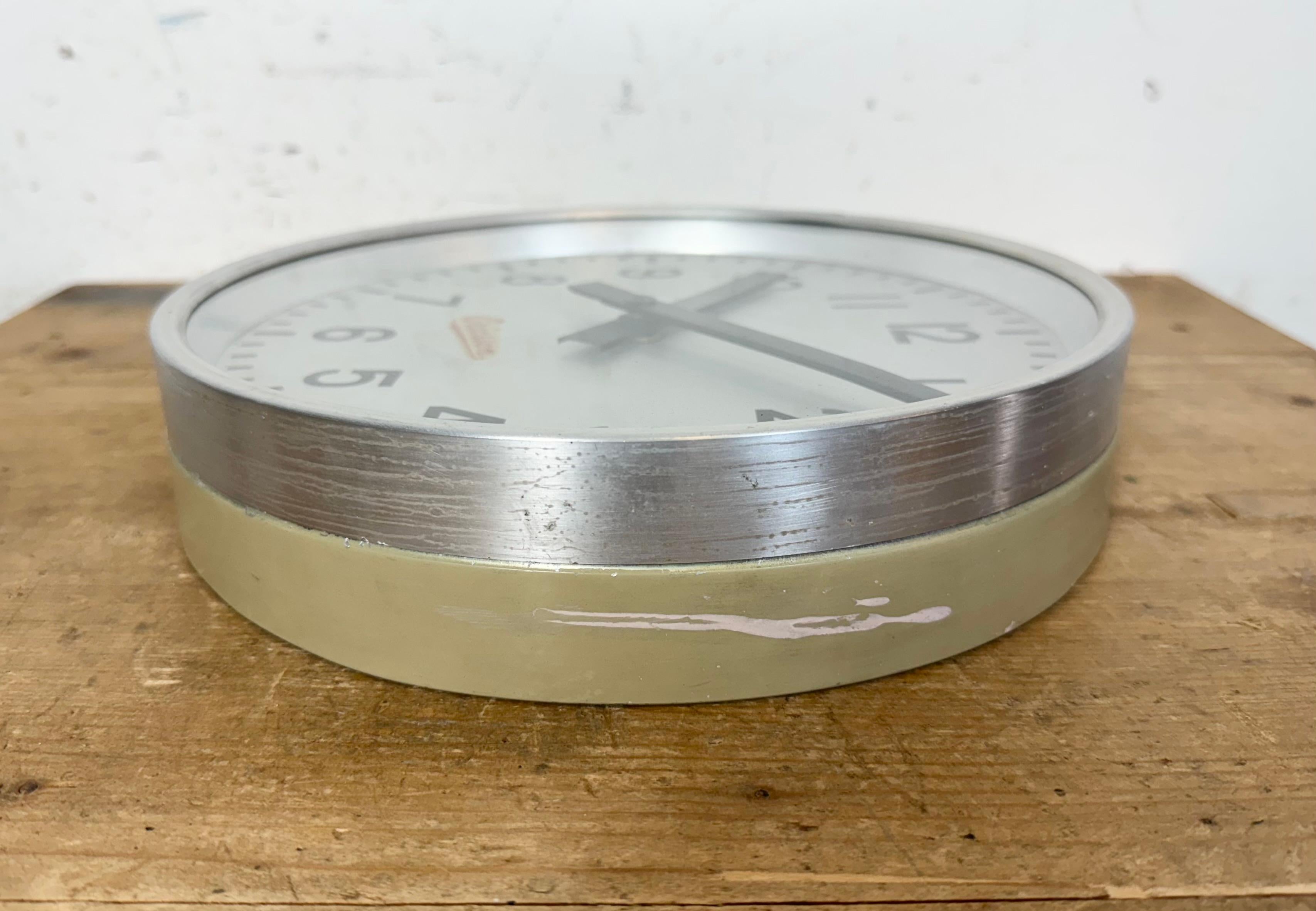 Grey Industrial Wall Clock from Ericsson, 1960s For Sale 5