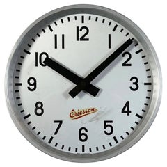 Grey Industrial Wall Clock from Ericsson, 1960s