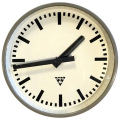 Grey Industrial Wall Clock from Pragotron, 1960s