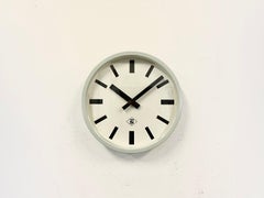 Grey Industrial Wall Clock from TN, 1960s