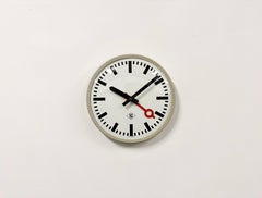 Grey Industrial Wall Clock from TN, 1960s