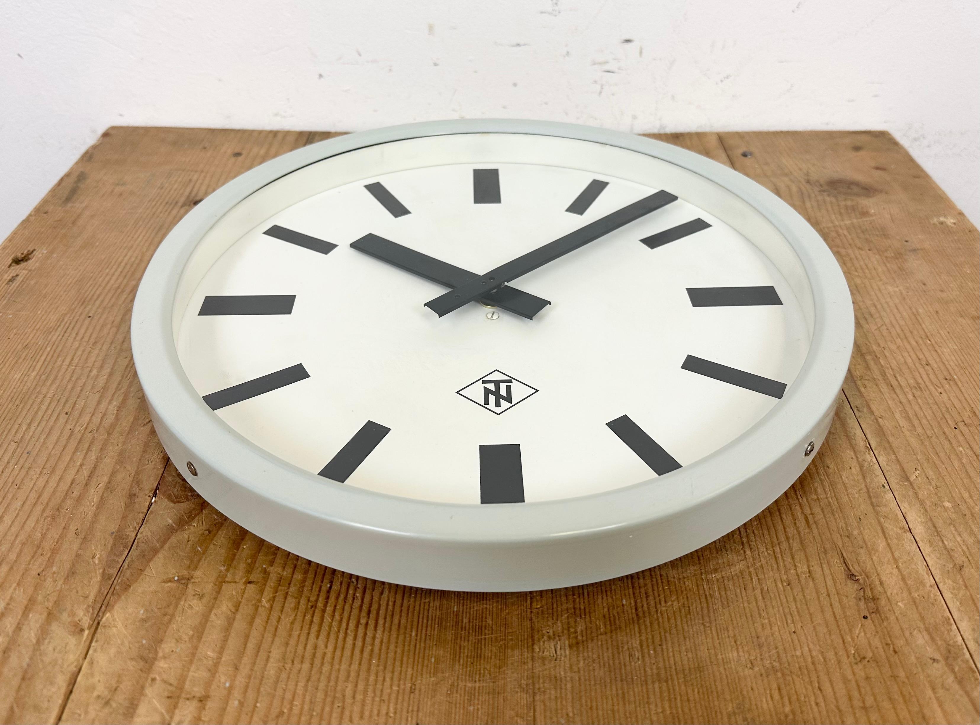 20th Century Grey Industrial Wall Clock from TN, 1960s For Sale