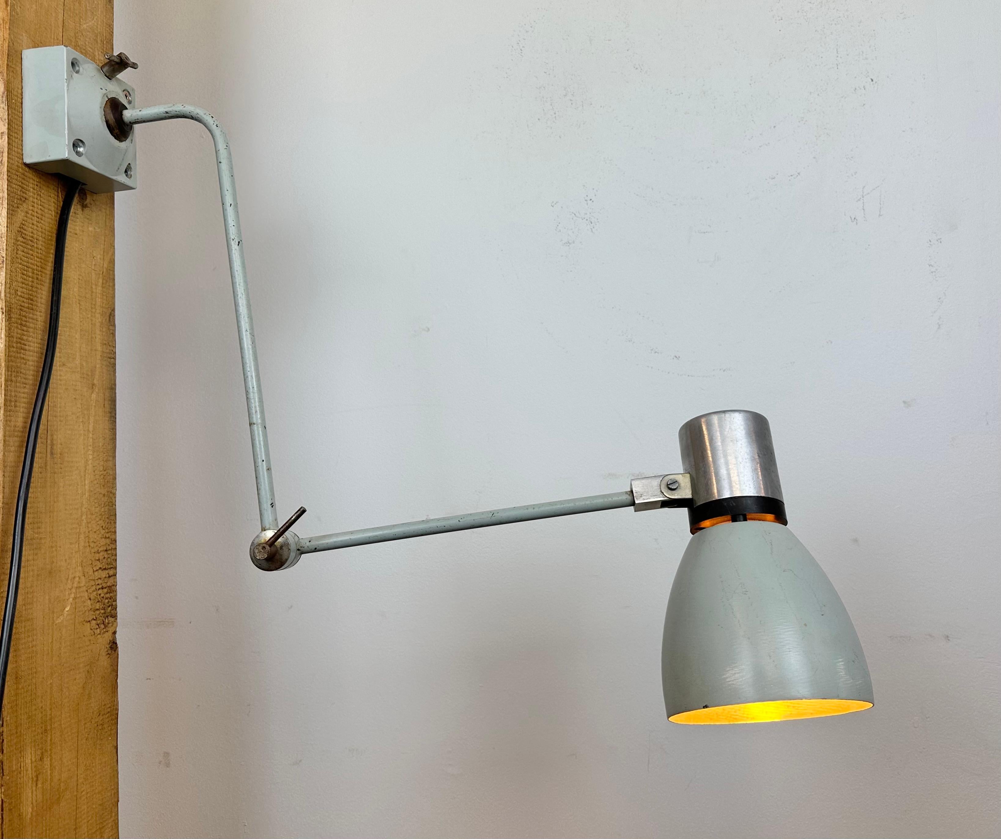 Grey Industrial Wall Lamp from Elektrosvit, 1970s For Sale 11